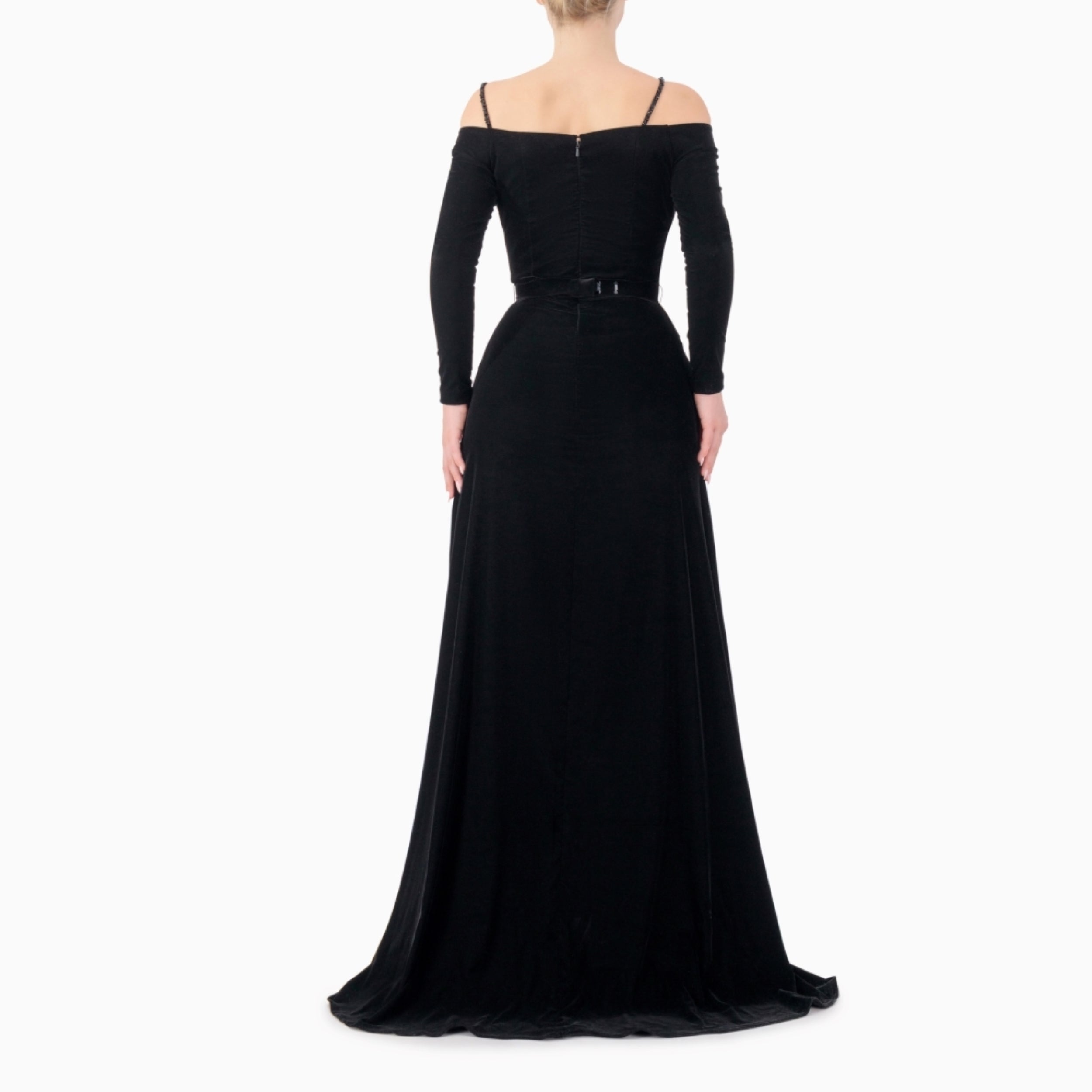 Figure-pleasing Embellished Strap Off-Shoulder Gown