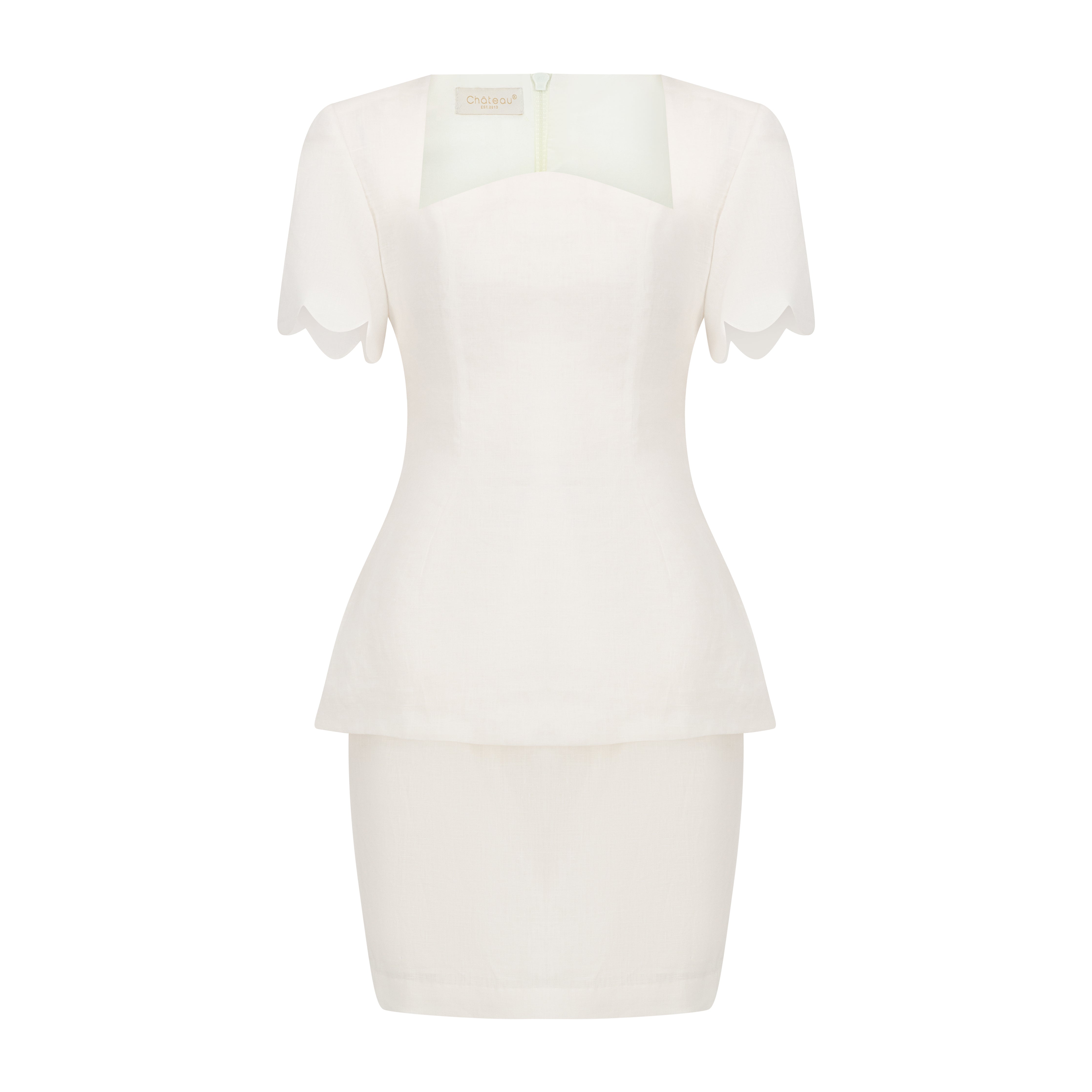 Scallop Blouse and Mini Pencil Skirt Set