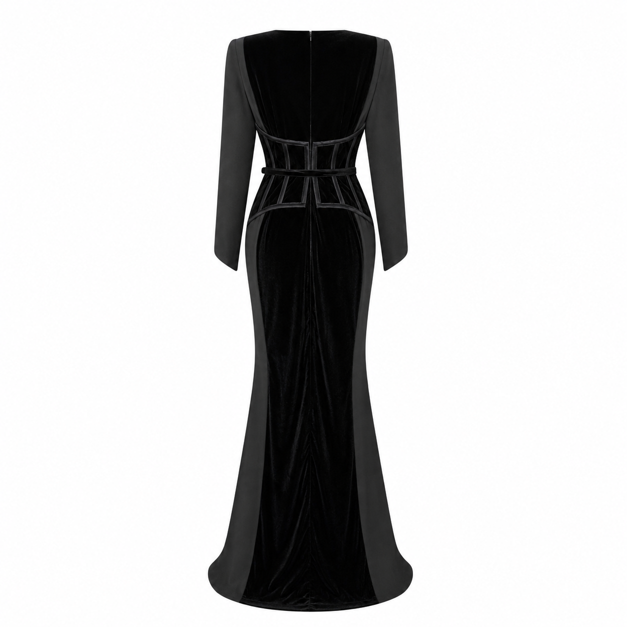 The Blackout Flared Long Sleeve Gown with Corset