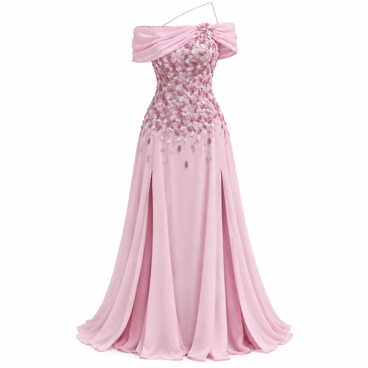 Draped Strap Petalfall Dress
