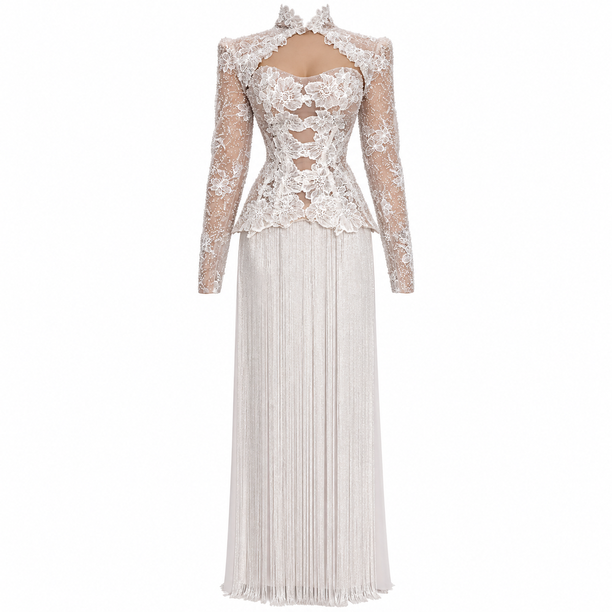Sheer Bolero Tassel Gown