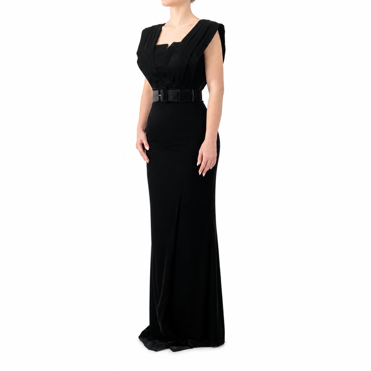 Dramatic Shoulder Velvet Dress