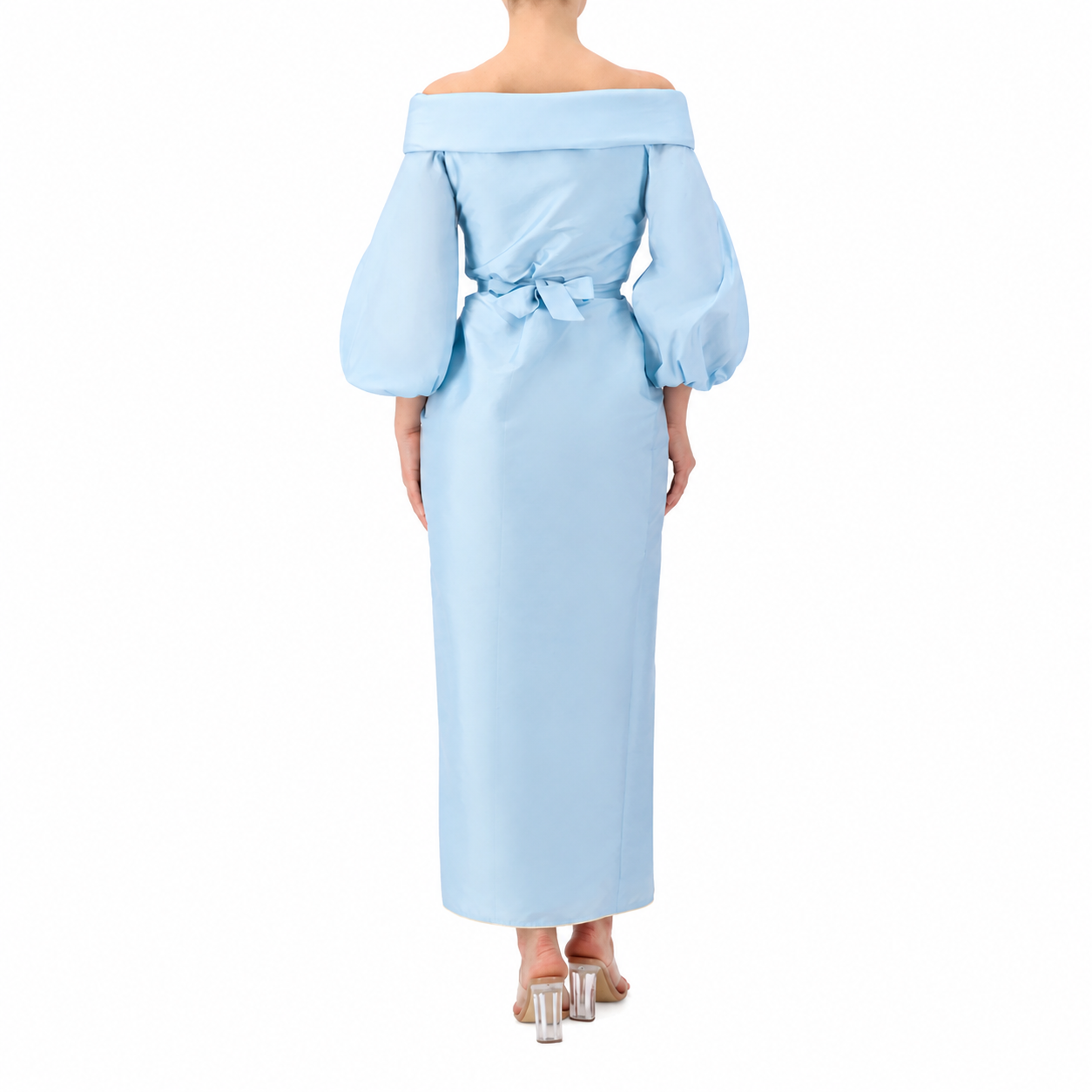 Beaded Off-shoulder Straight Wrap Dress
