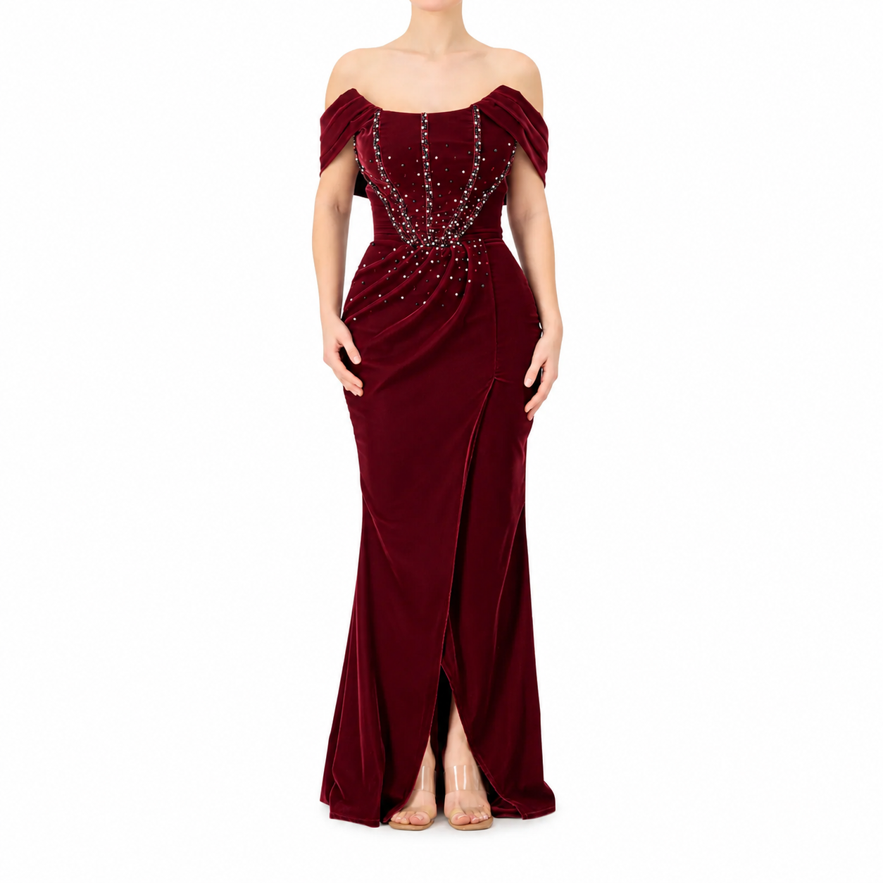 Velvet Corset Off-shoulder Gown