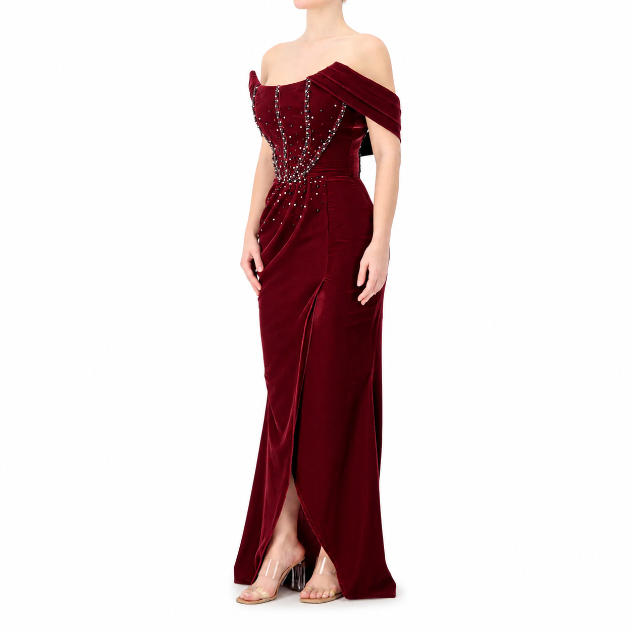 Velvet Corset Off-shoulder Gown