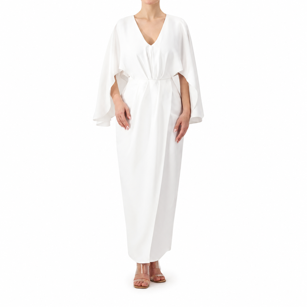 Cape-sleeved Wrap Dress