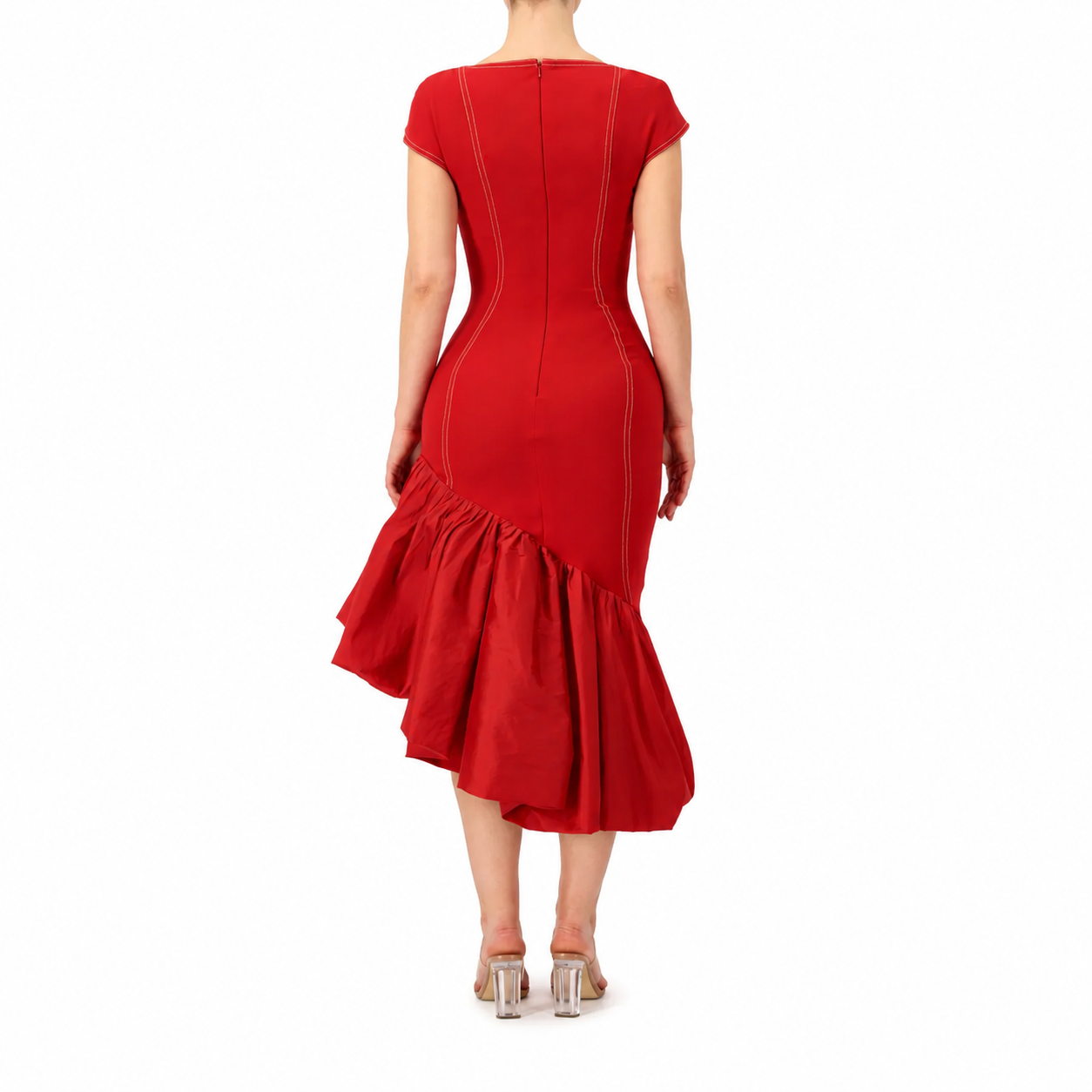 Figure Framing Puffball Ruffled Dress