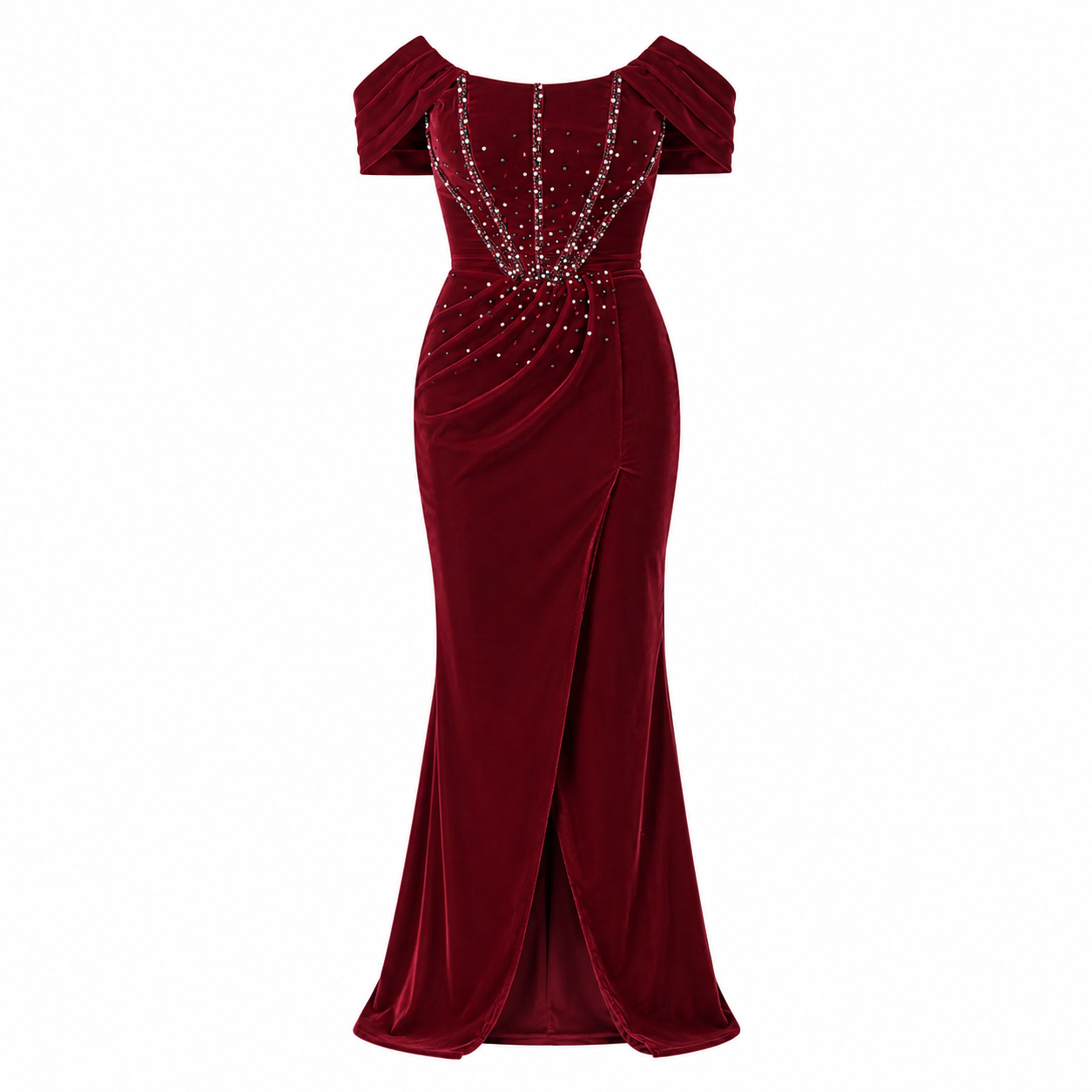 Velvet Corset Off-shoulder Gown
