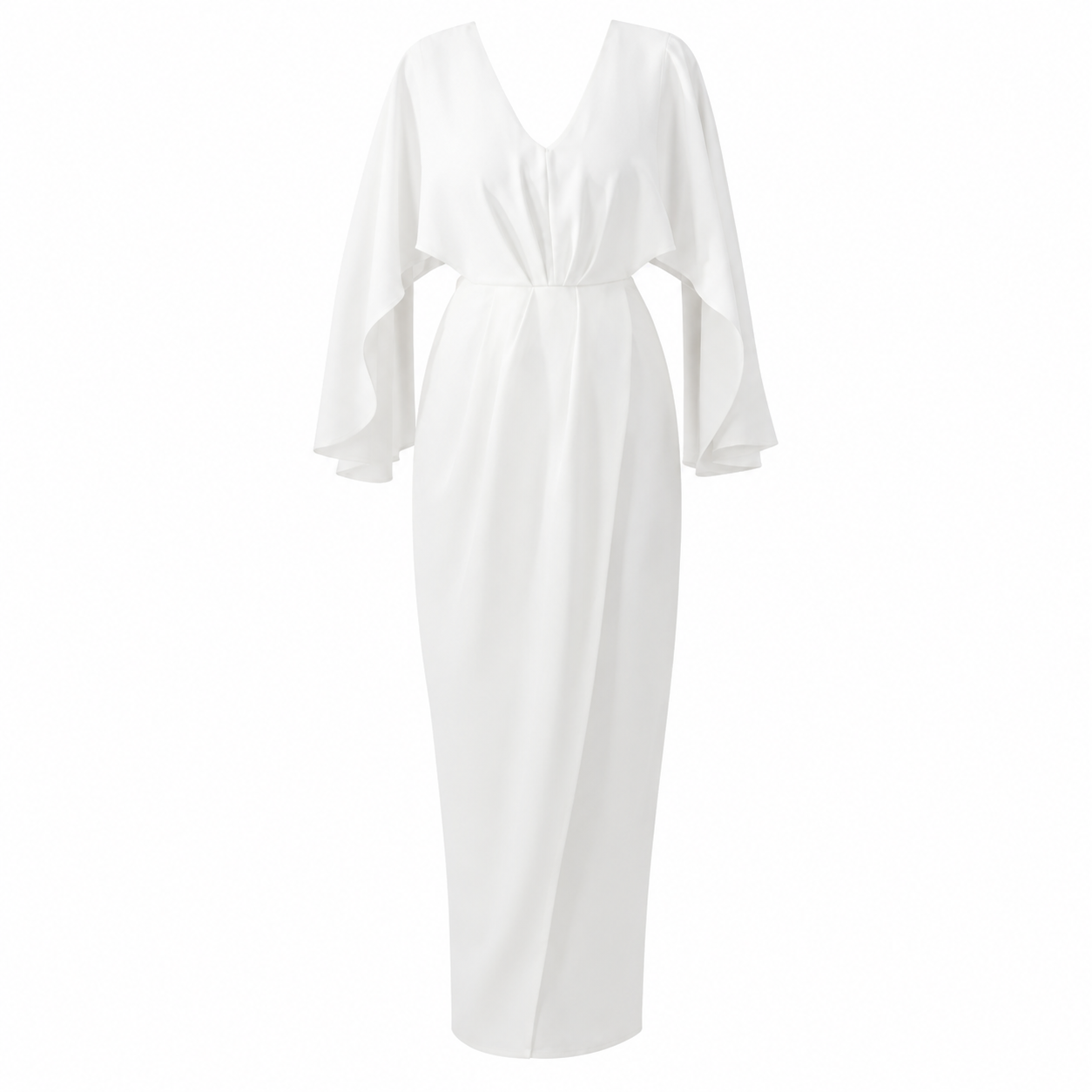 Cape-sleeved Wrap Dress