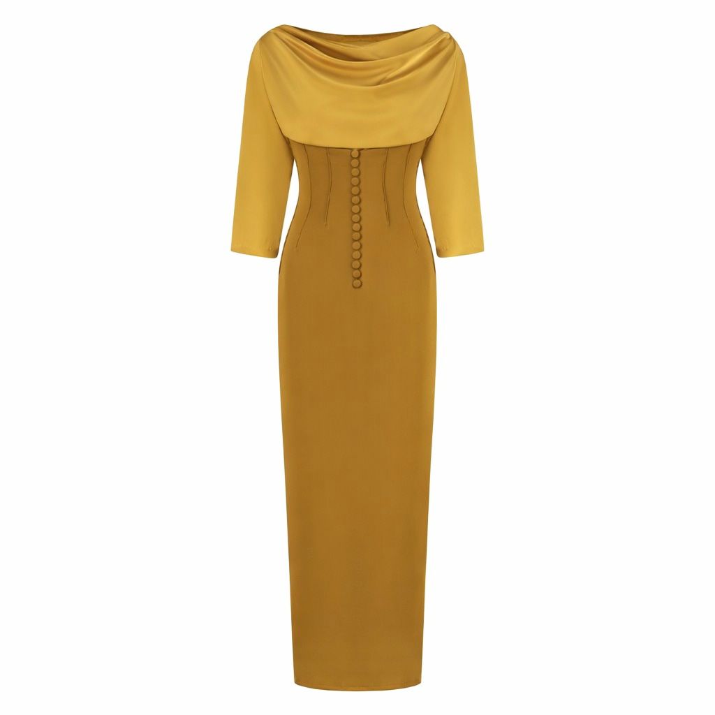 The Monochromatic Draped Body-filter Dress