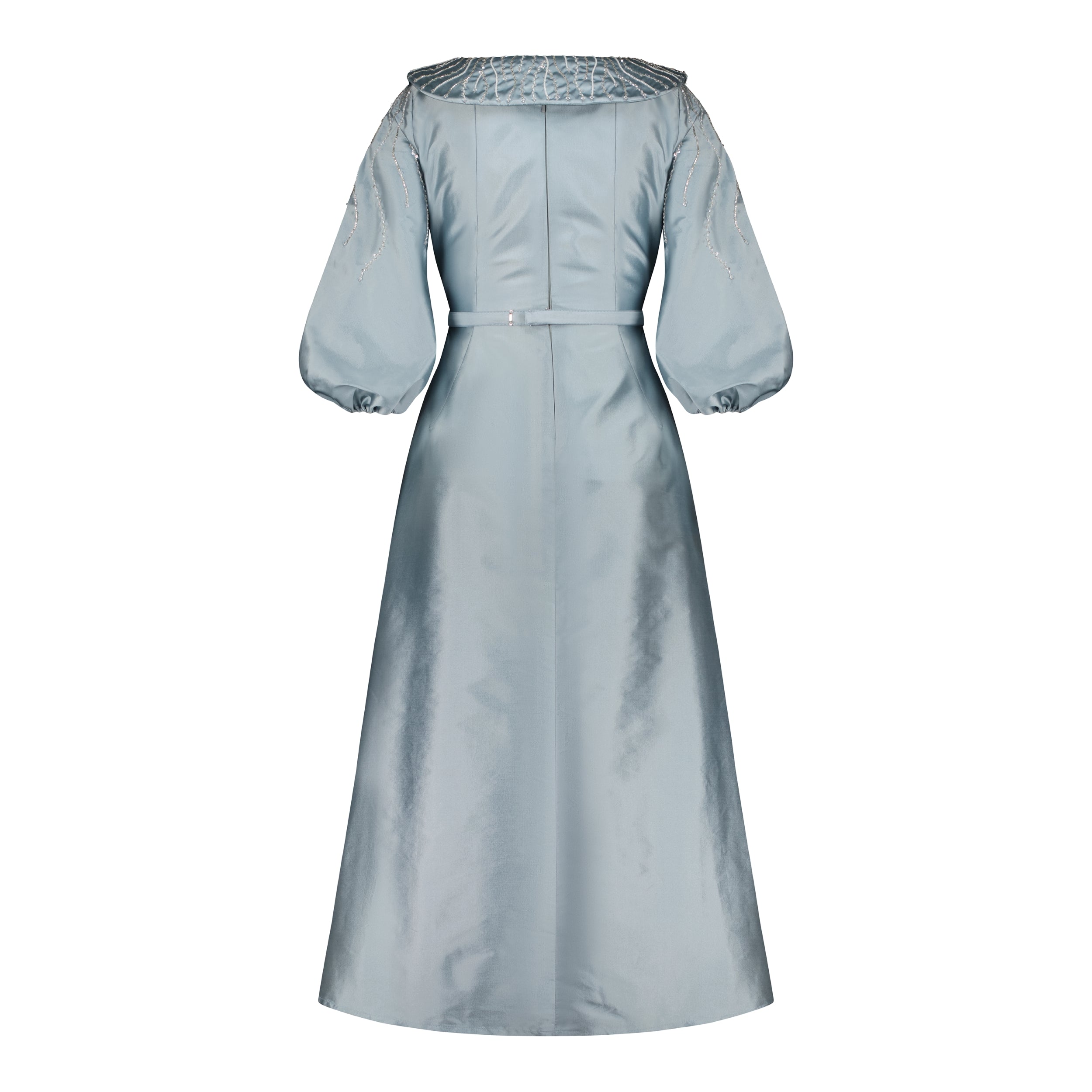 Embellished Collar and Sleeved A-line Dress