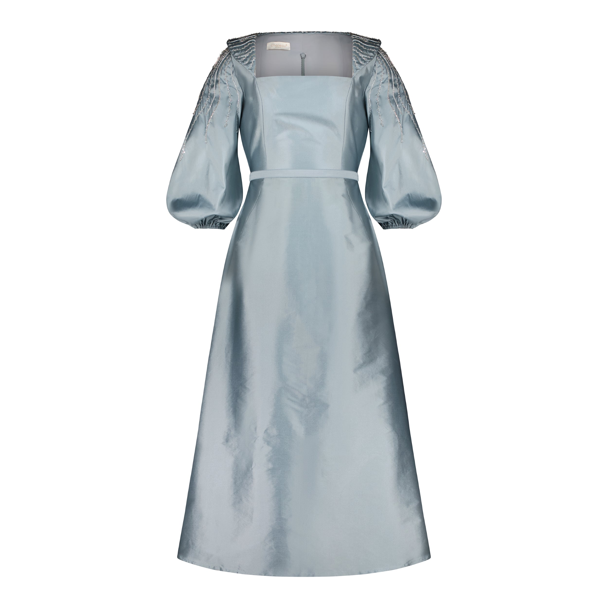 Embellished Collar and Sleeved A-line Dress