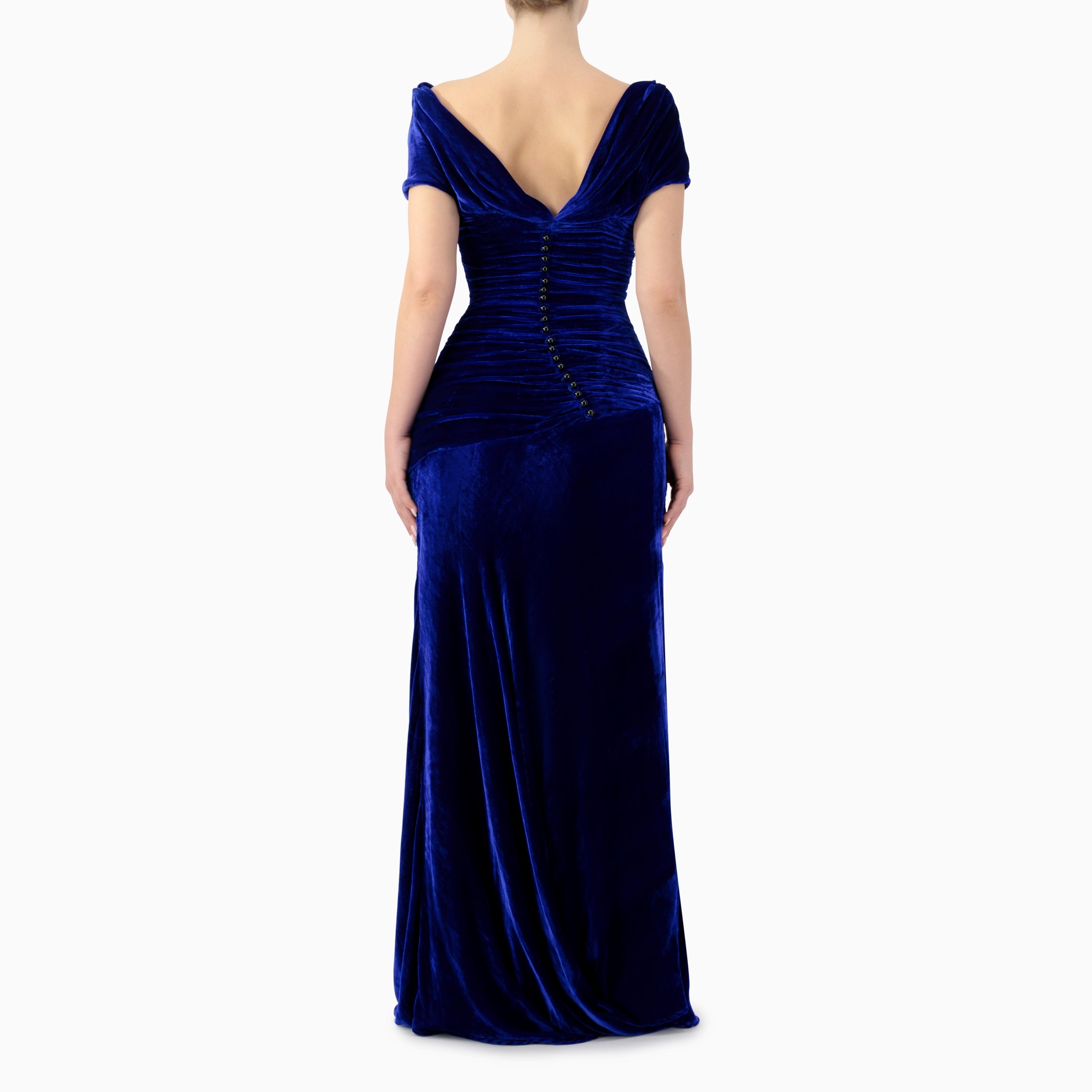Ruched Off-Shoulder Maxi Dress