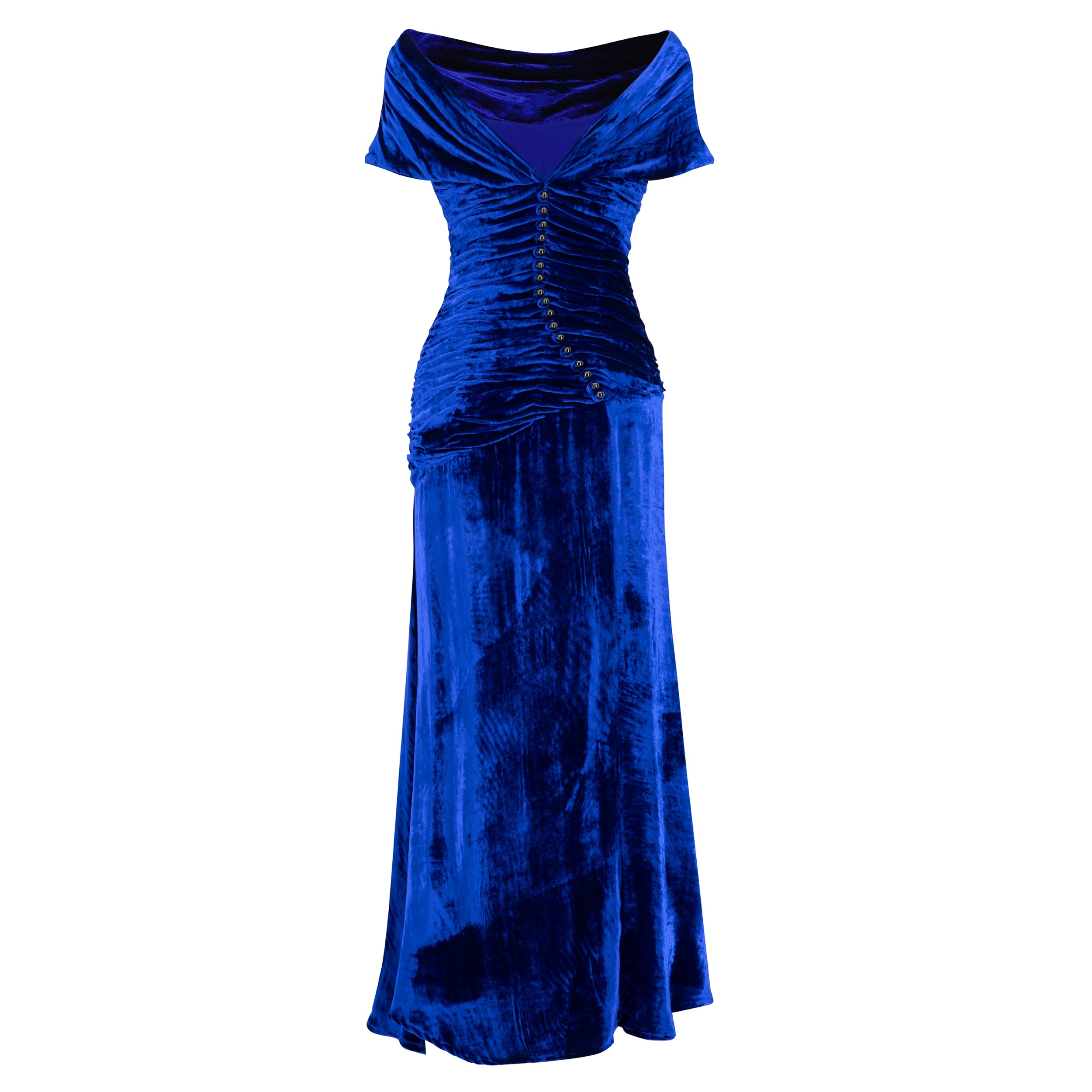 Ruched Off-Shoulder Maxi Dress