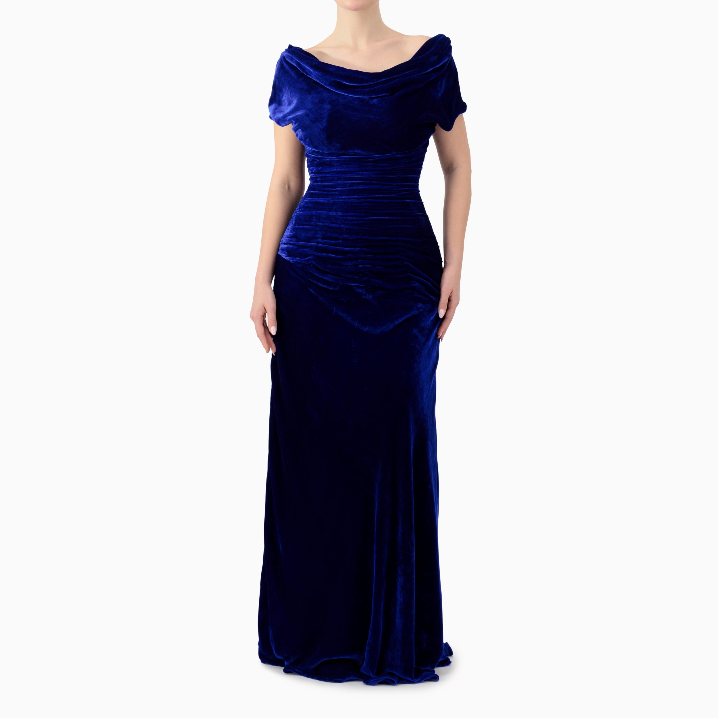 Ruched Off-Shoulder Maxi Dress