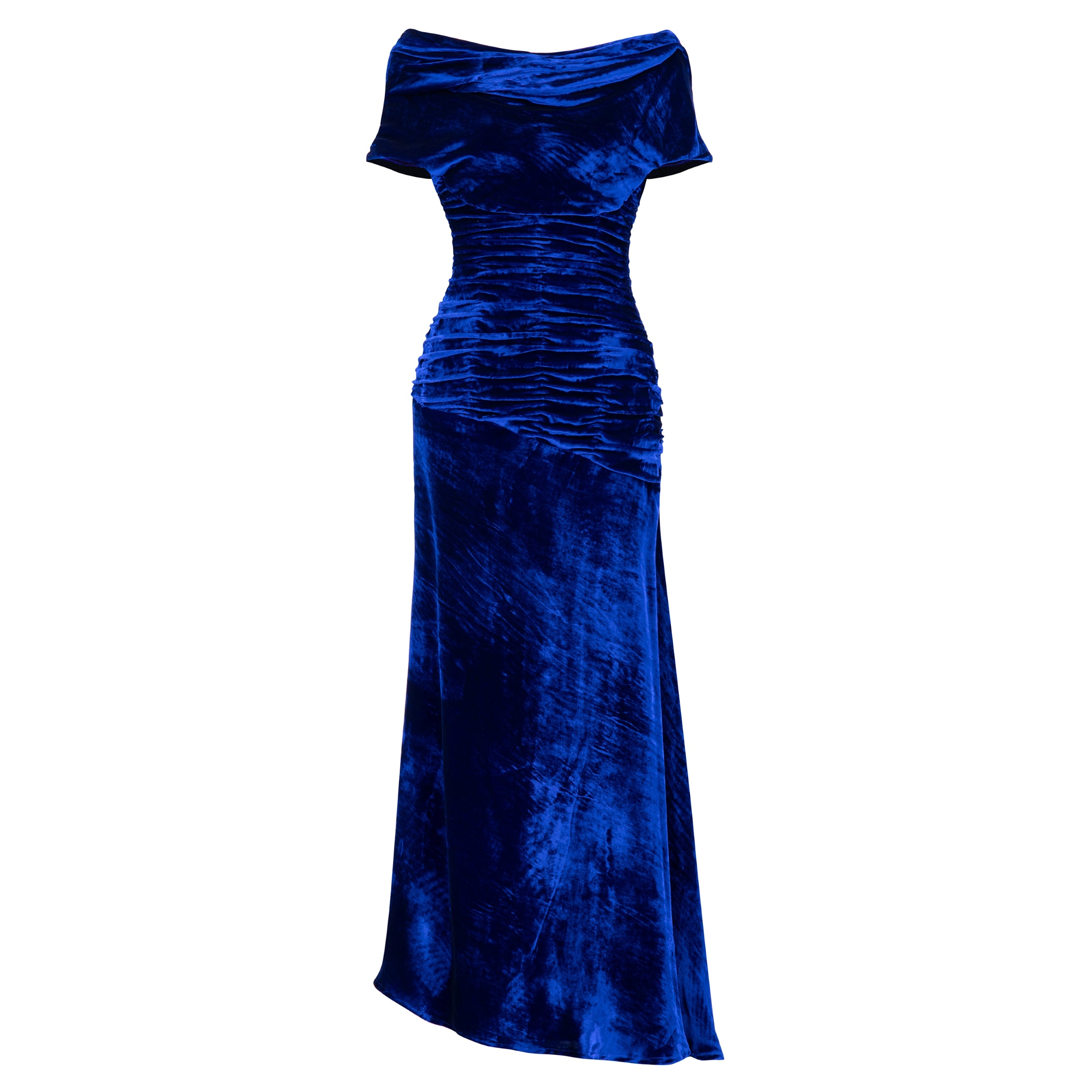 Ruched Off-Shoulder Maxi Dress