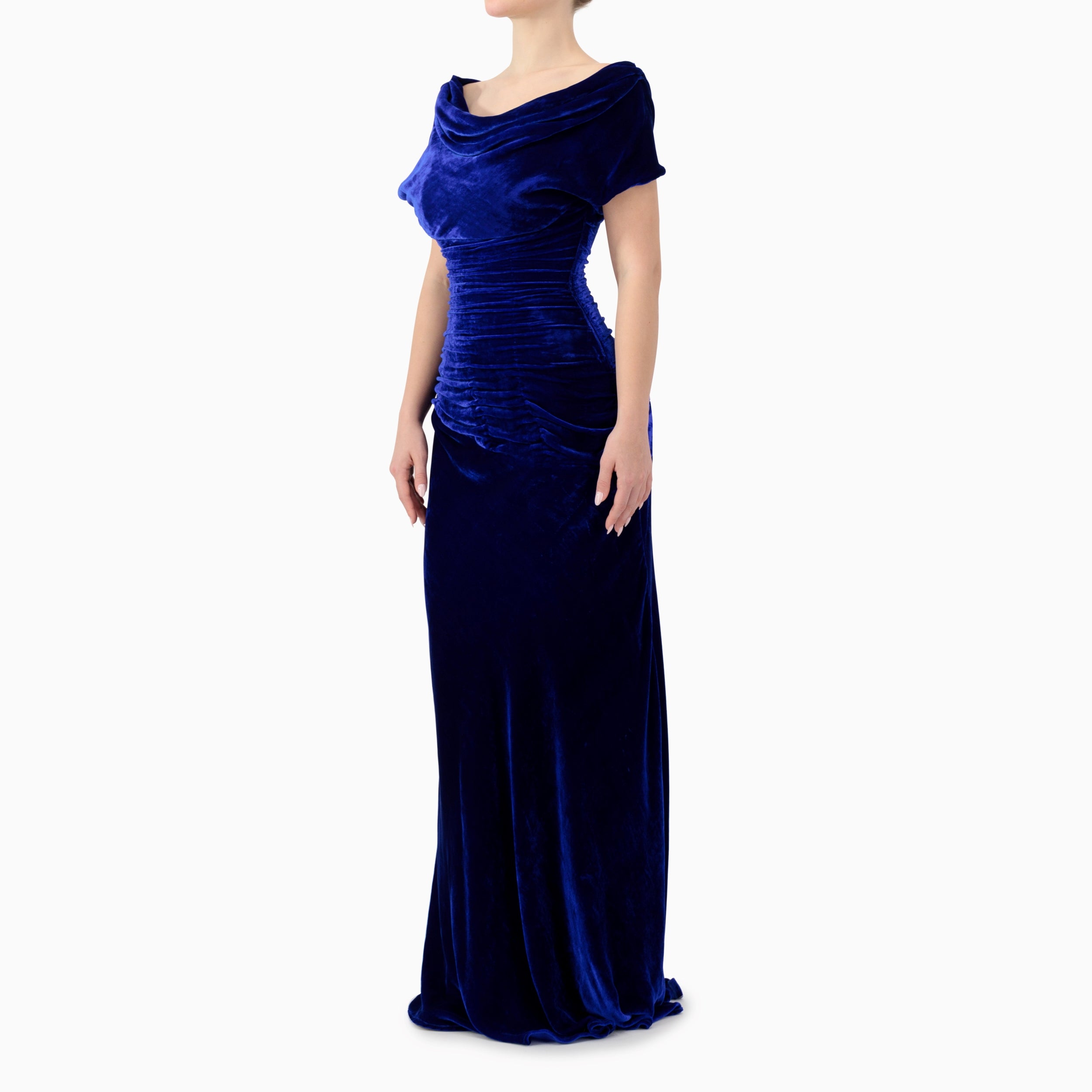 Ruched Off-Shoulder Maxi Dress