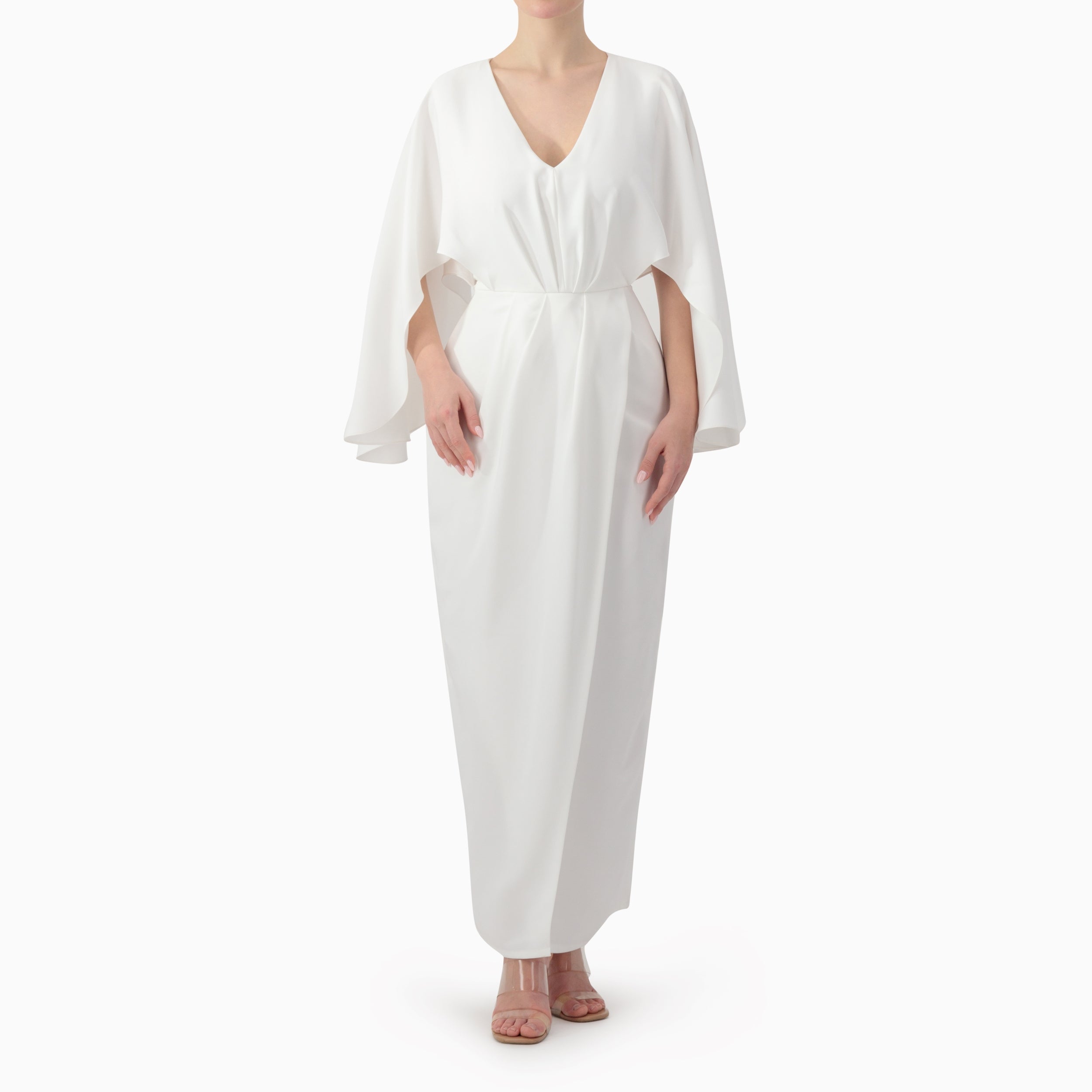 Cape-sleeved Wrap Dress