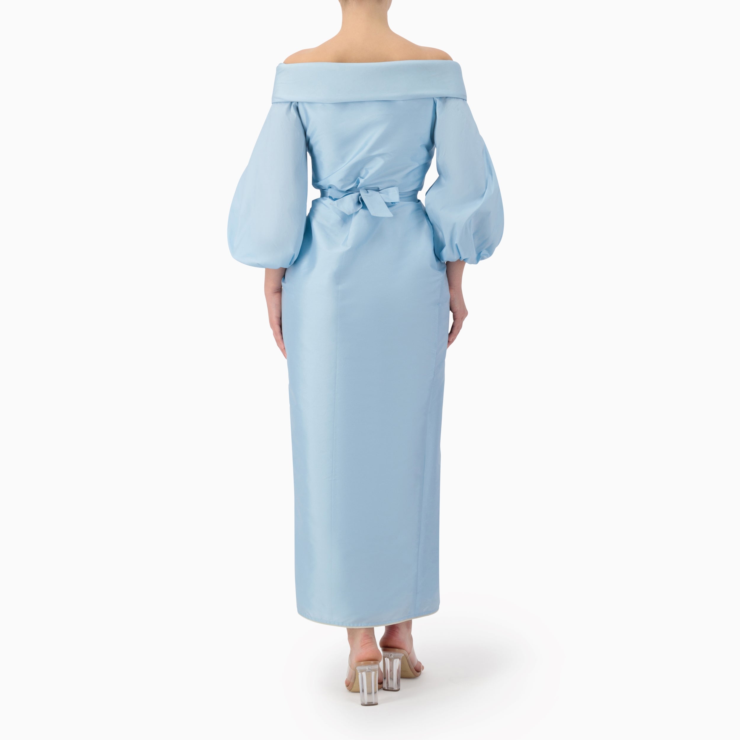 Beaded Off-shoulder Wrap Dress