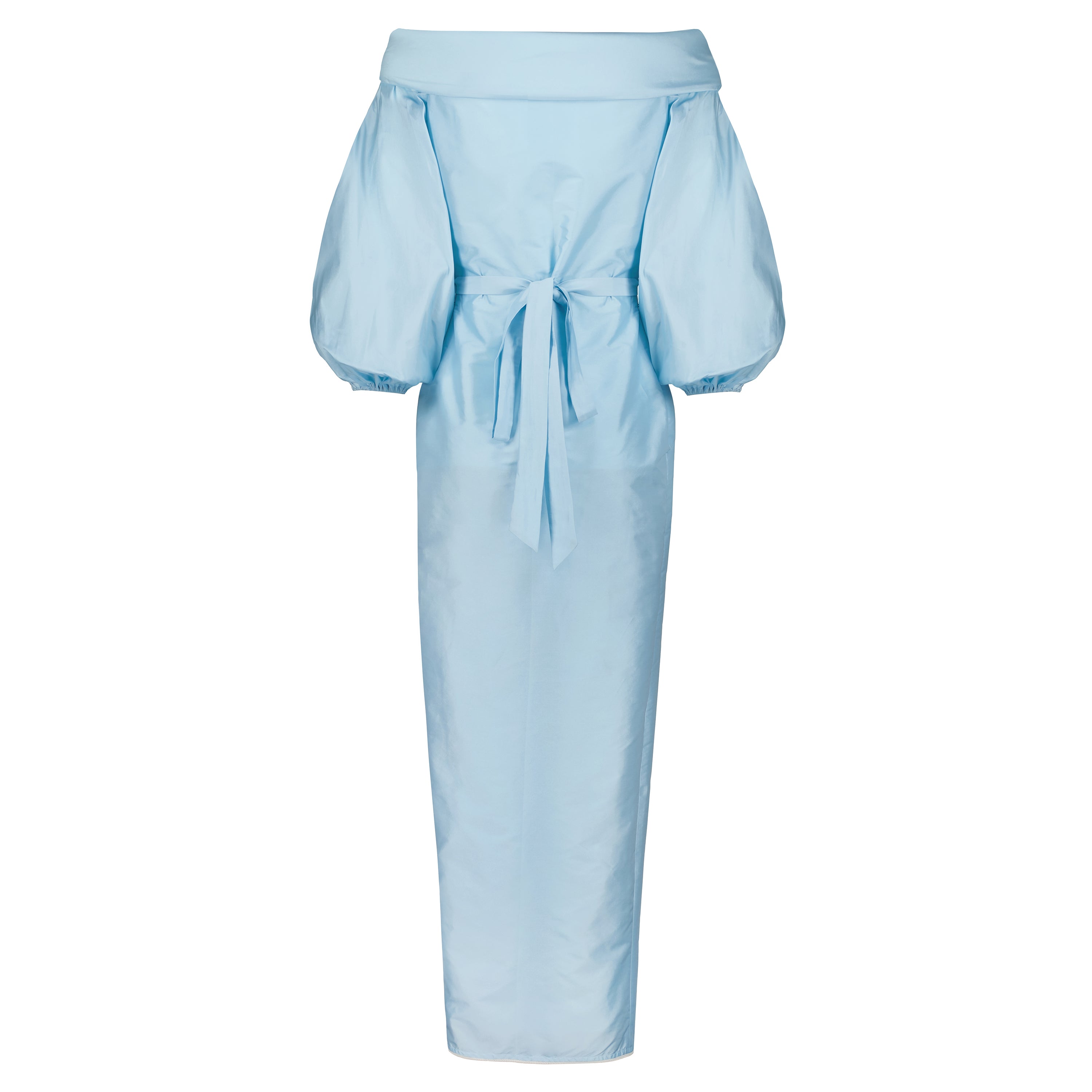 Beaded Off-shoulder Straight Wrap Dress