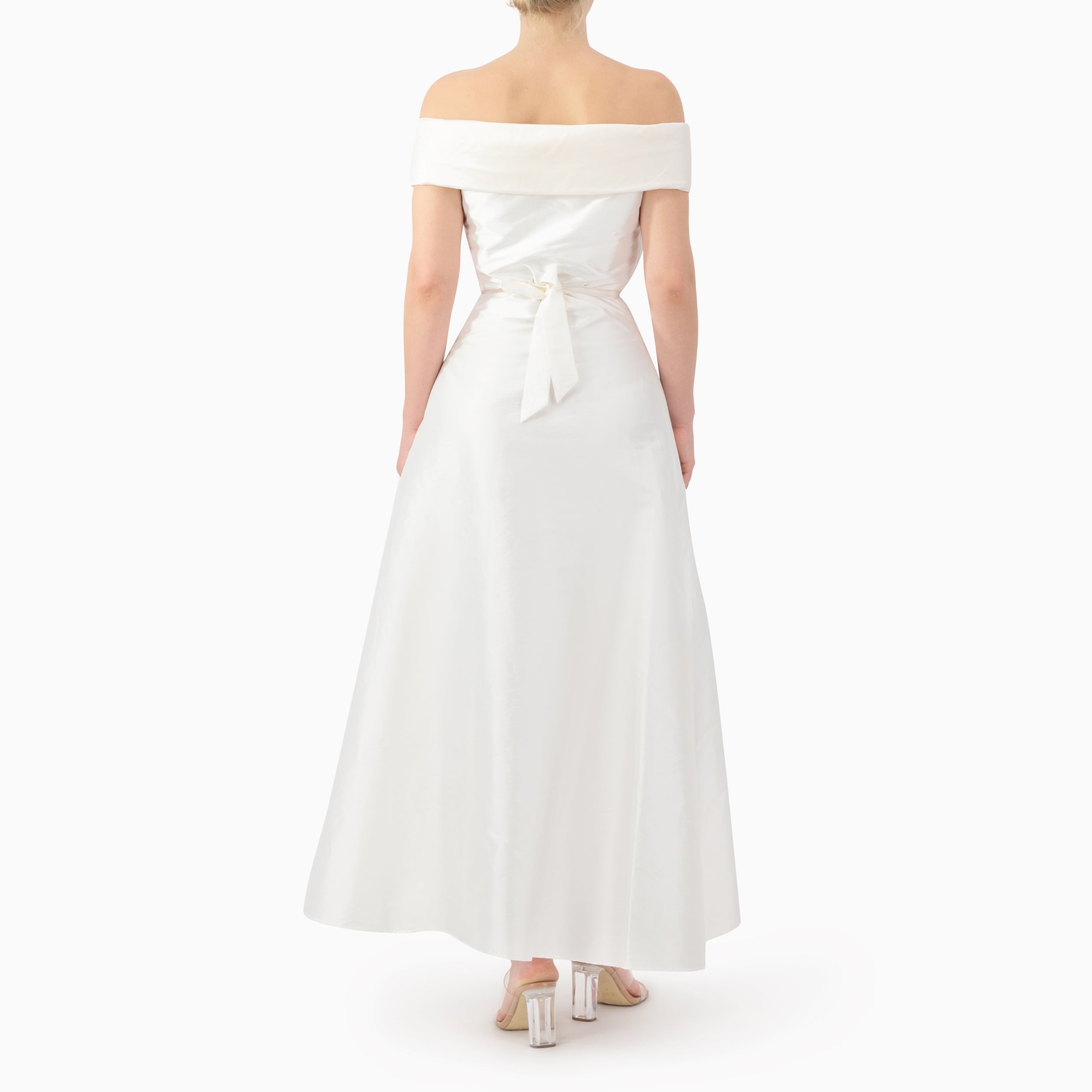 Beaded Off-shoulder Wrap Dress