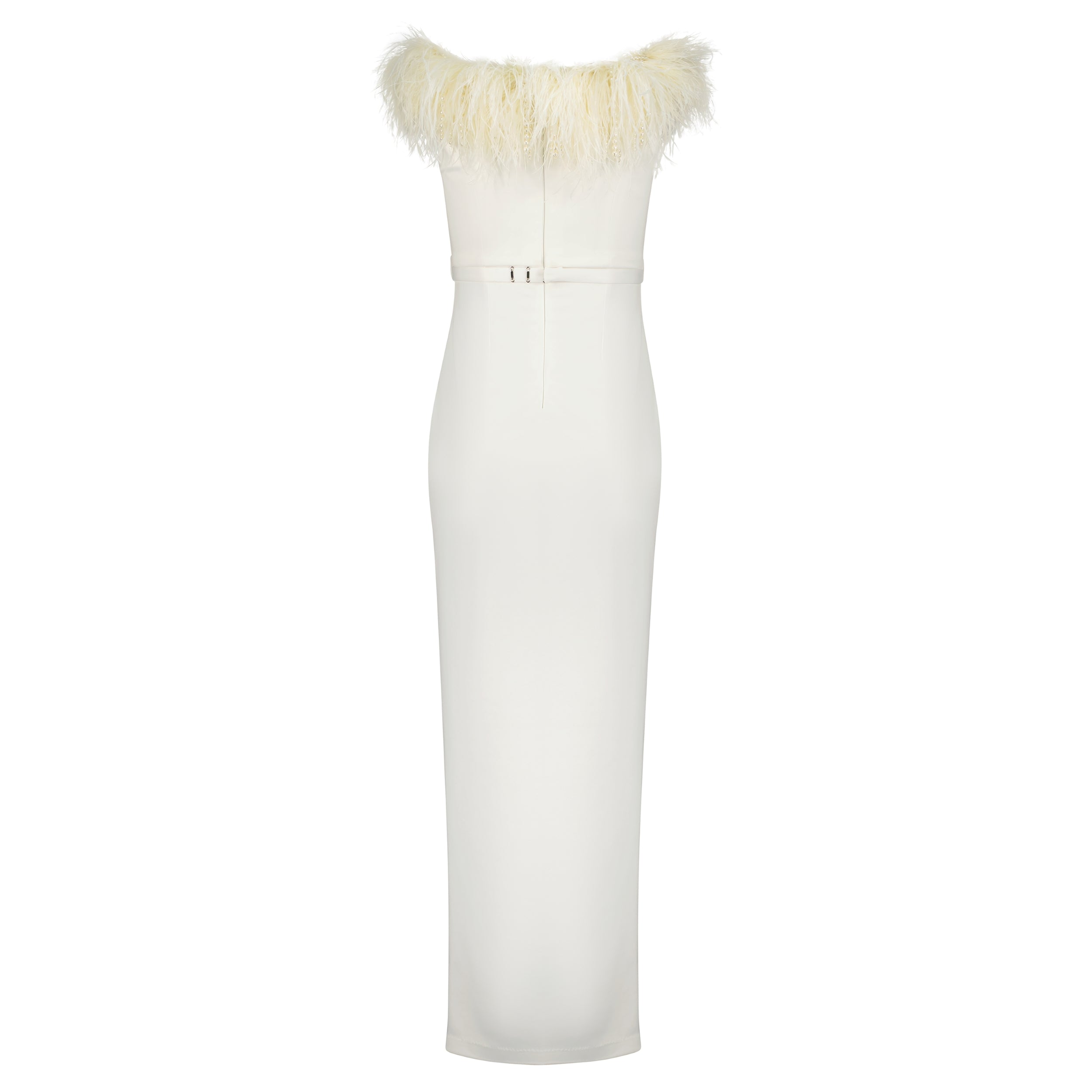 Feather Trimmed Off-Shoulder Dress