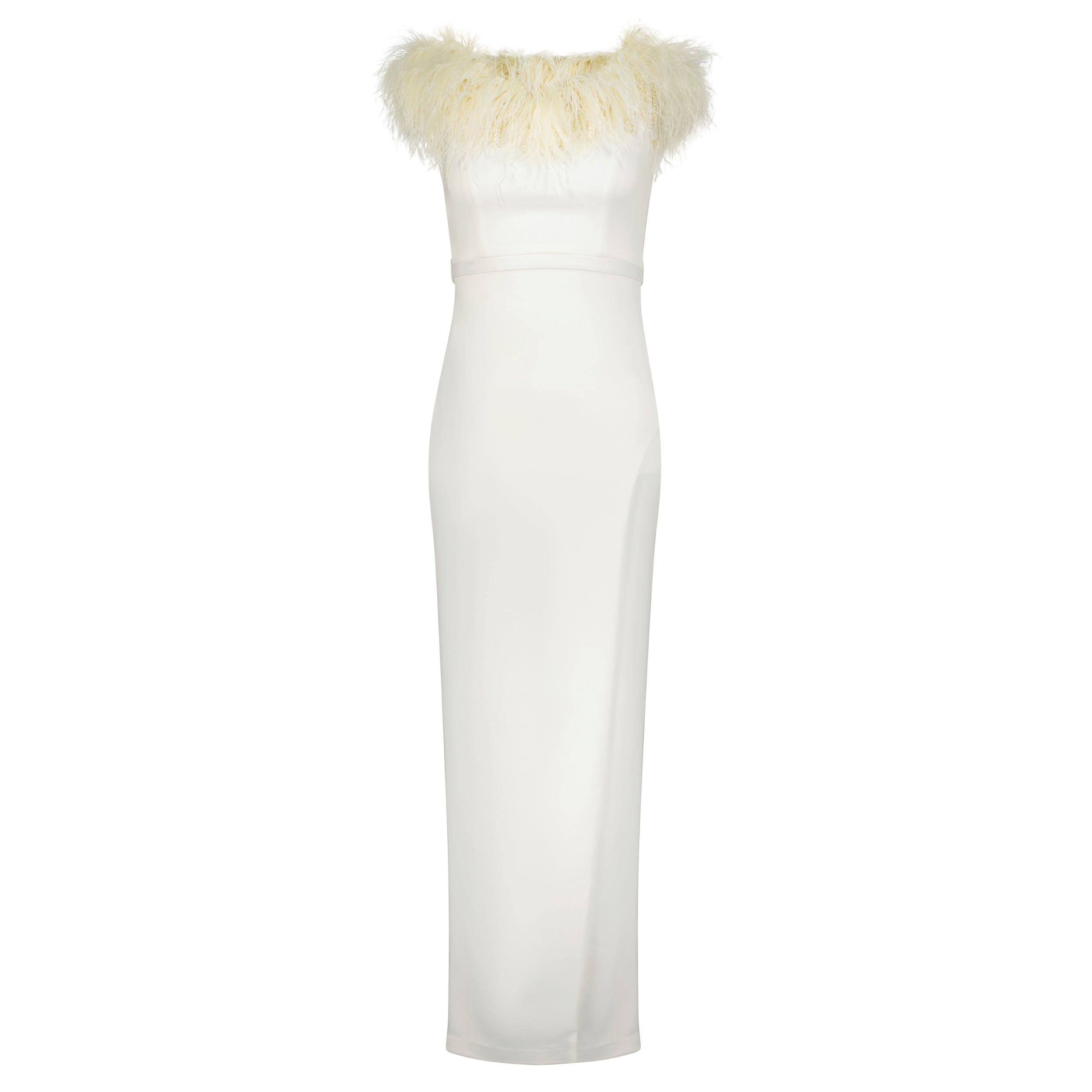 Feather Trimmed Off-Shoulder Dress