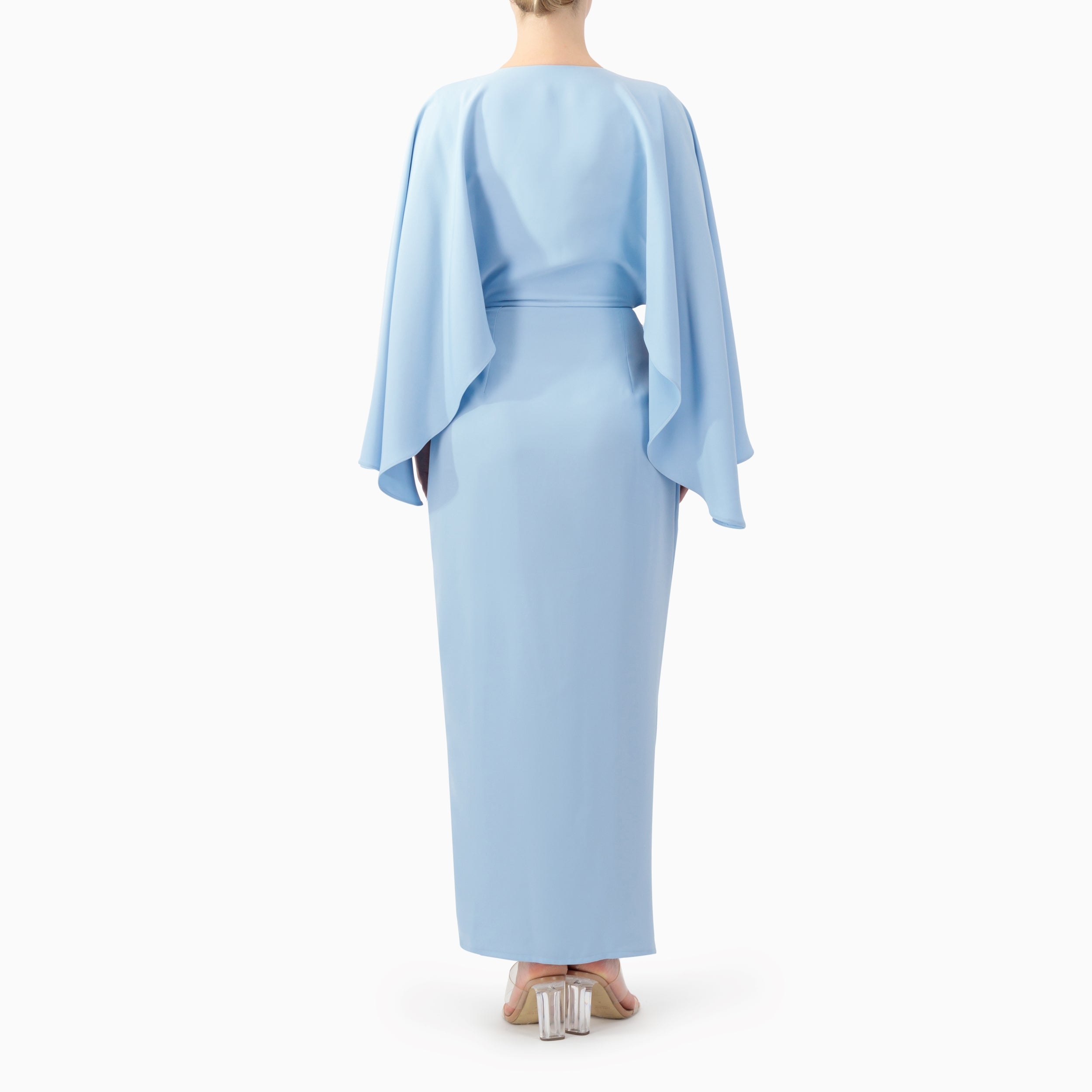 Cape-sleeved Wrap Dress