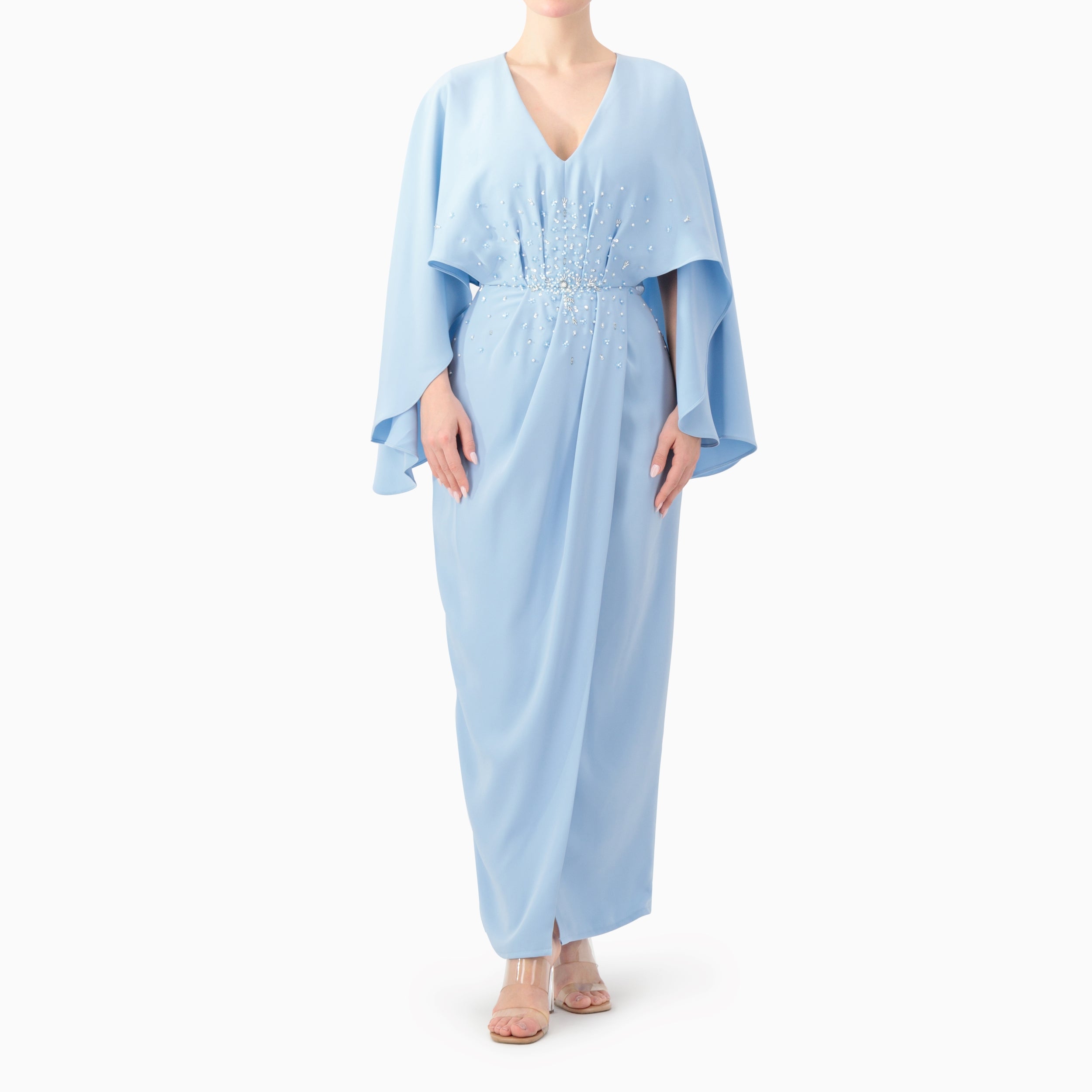 Cape-sleeved Wrap Dress