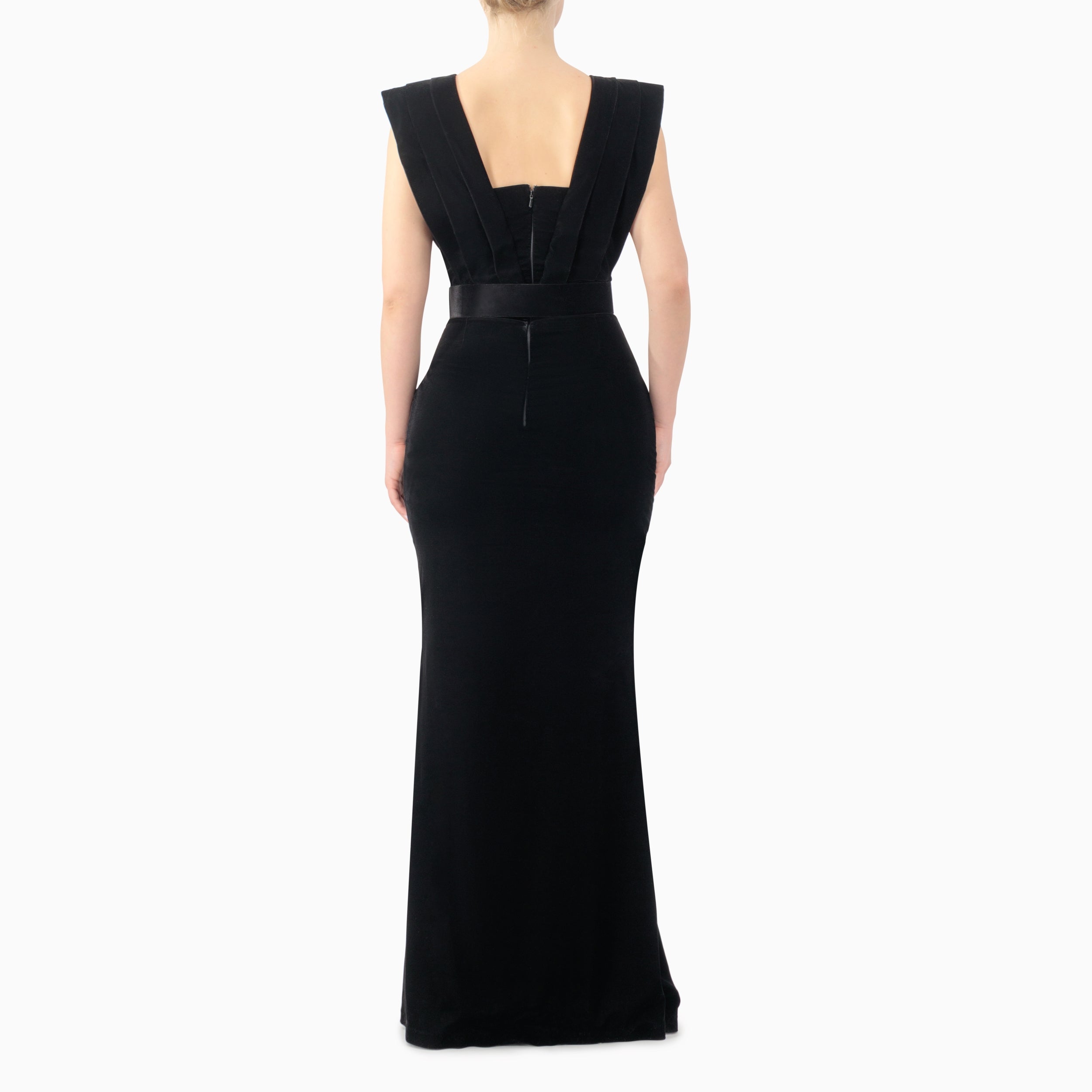 Dramatic Shoulder Velvet Dress