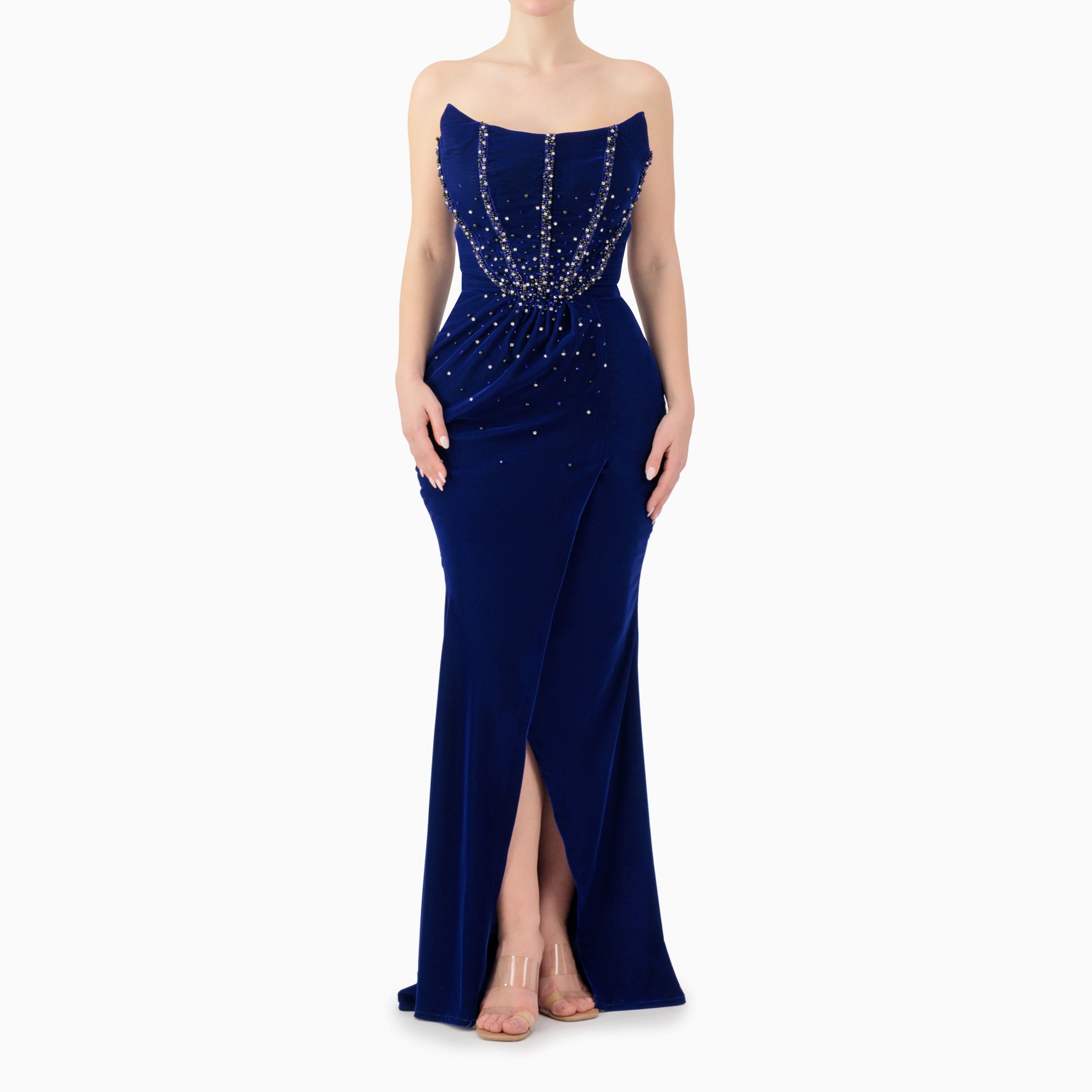 Velvet Corset Strapless Gown