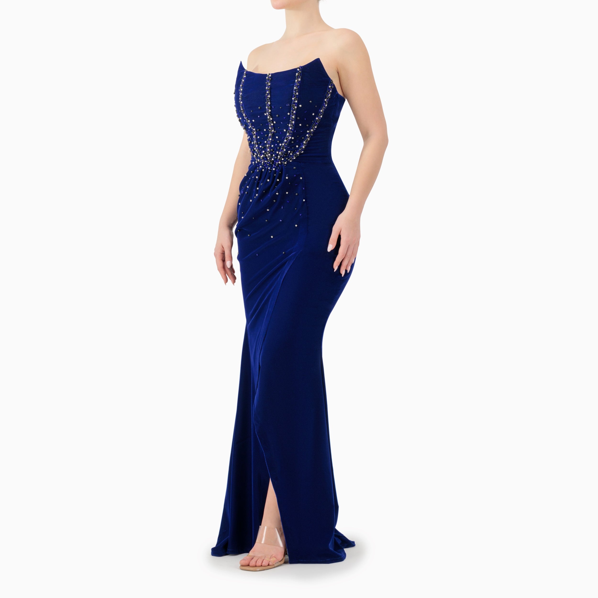 Velvet Corset Strapless Gown