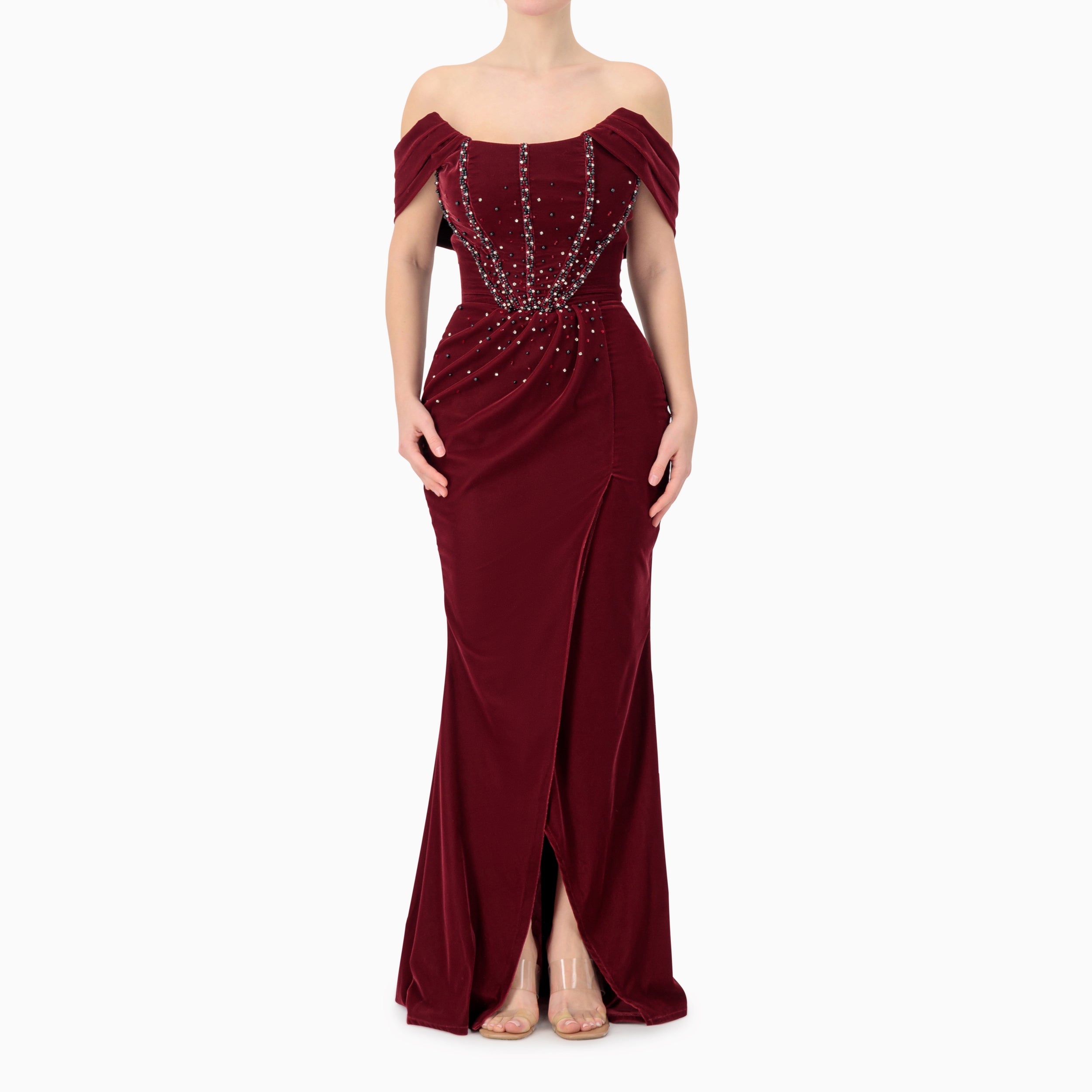 Velvet Corset Off-shoulder Gown