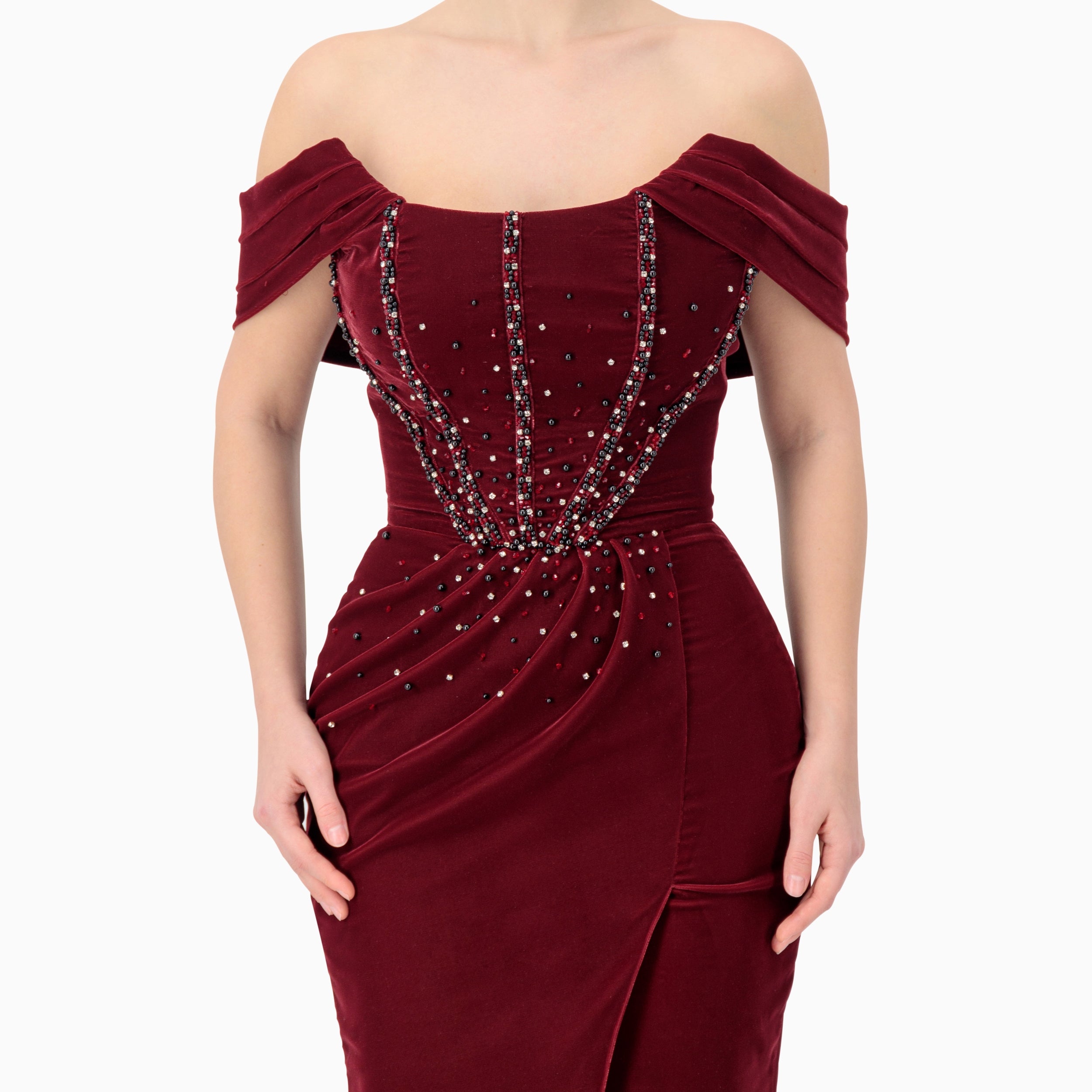 Velvet Corset Off-shoulder Gown