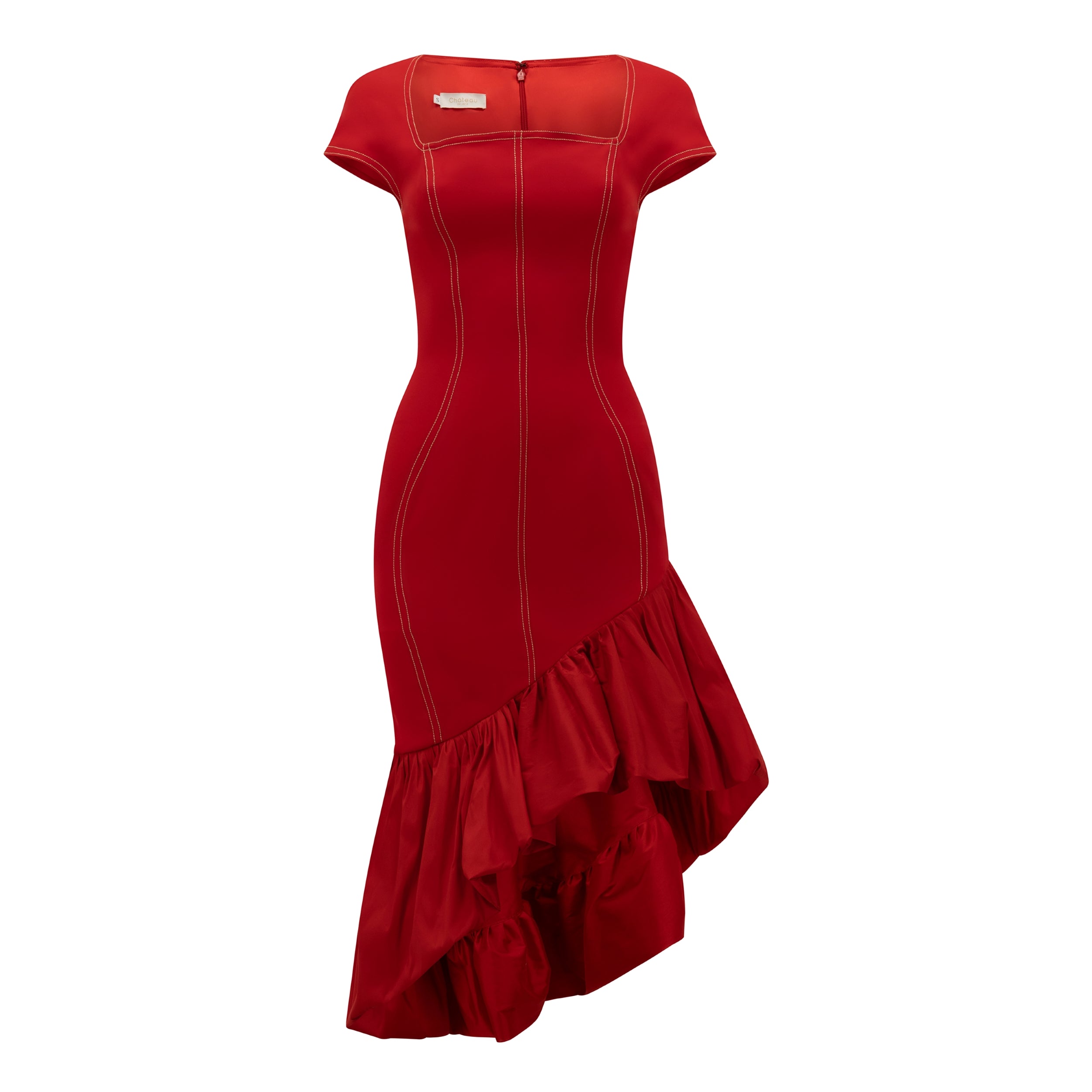 Figure Framing Puffball Ruffled Dress