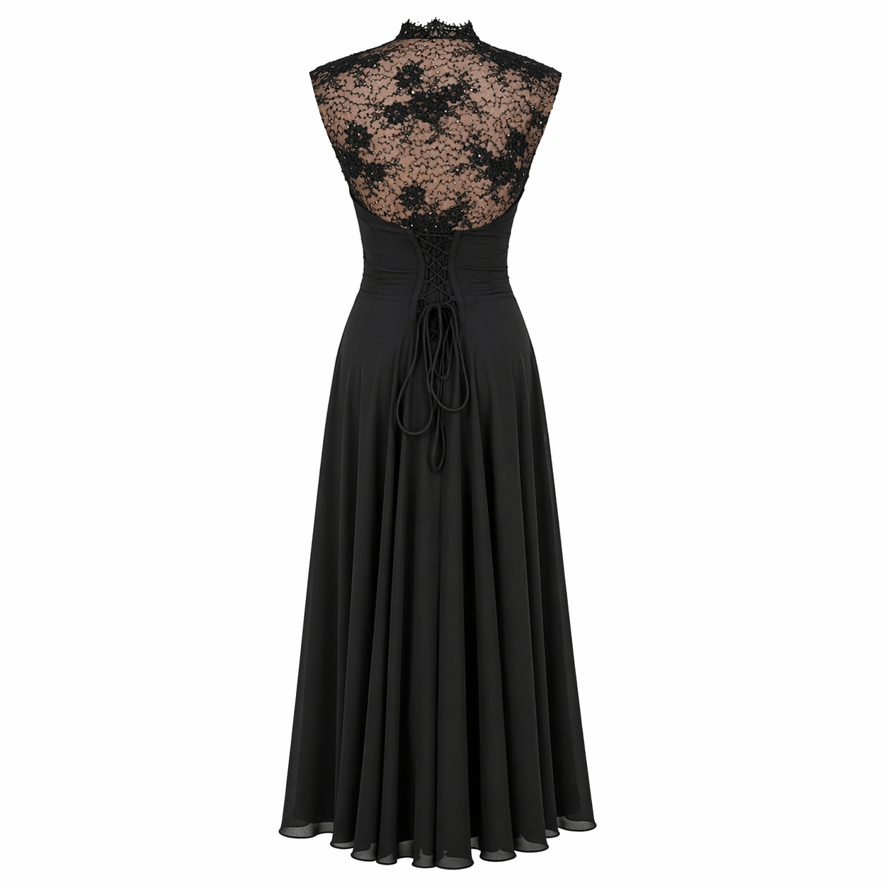 Sleeveless Scallop Trimmed Lace Body-filter Dress