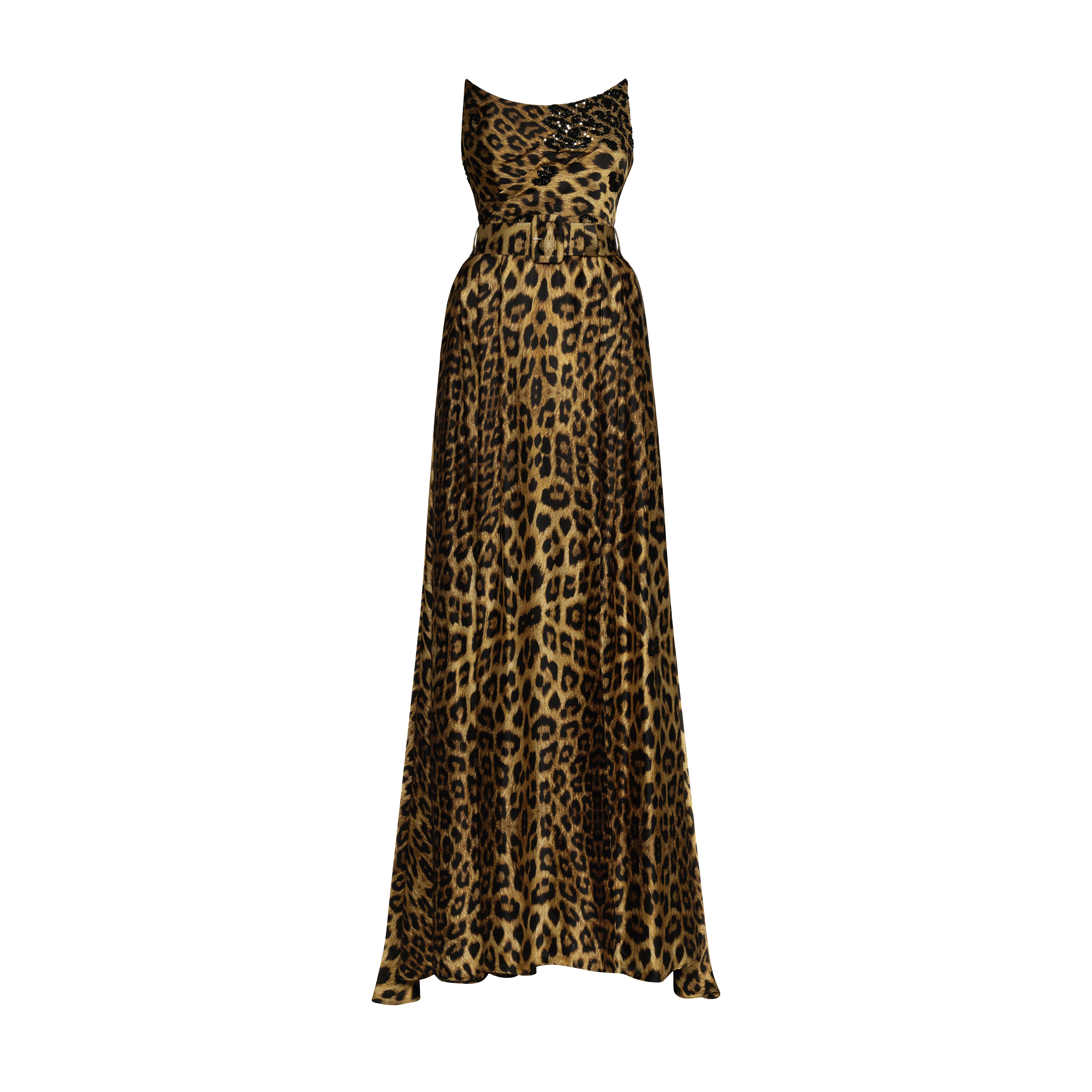 Leopard Strapless Corset  Gown