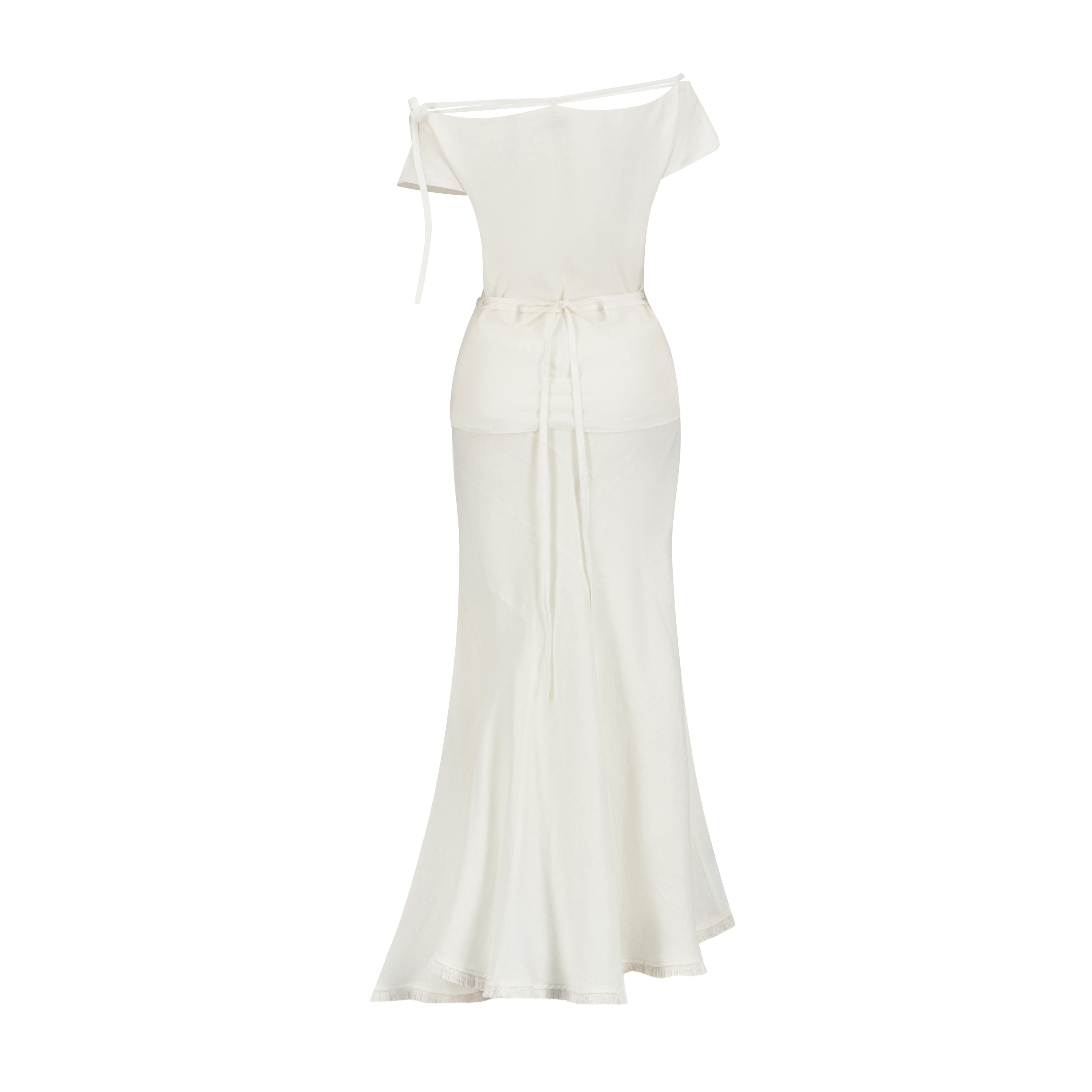 Asymmetrical Lace Bow Tie Top and Flared Fringe Skirt Set