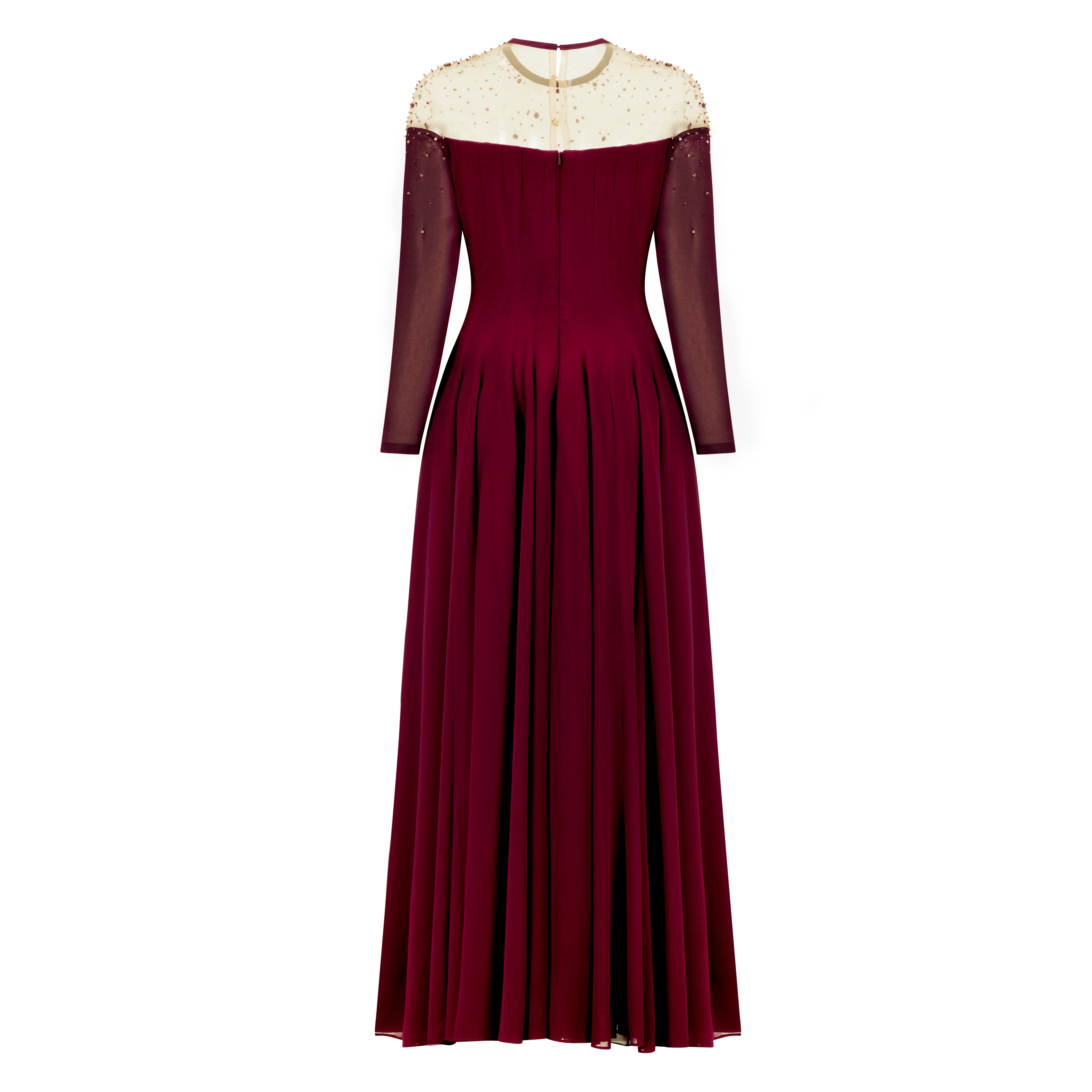 Off-Shoulder Illusion Fitted Sleeves Dress