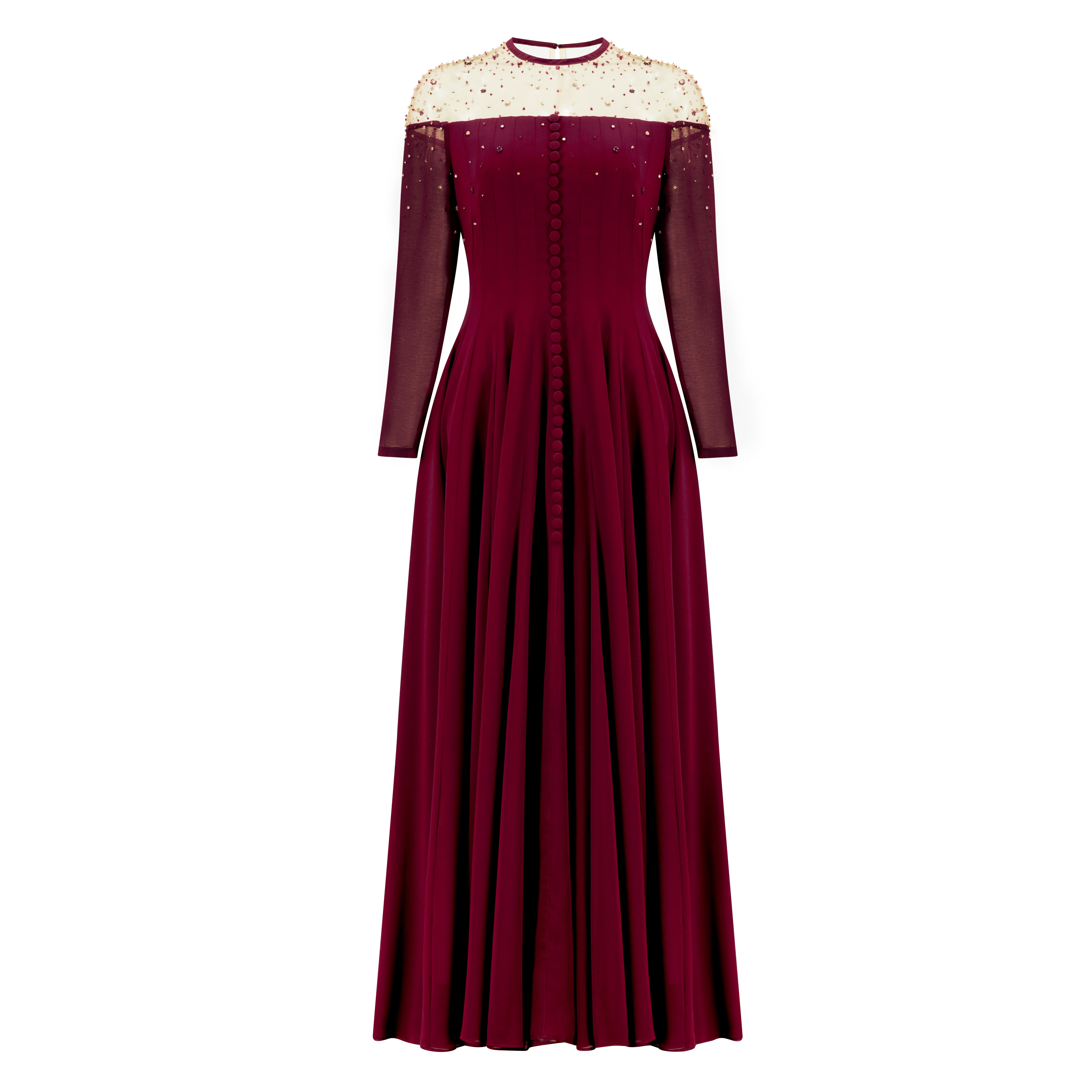 Off-Shoulder Illusion Fitted Sleeves Dress