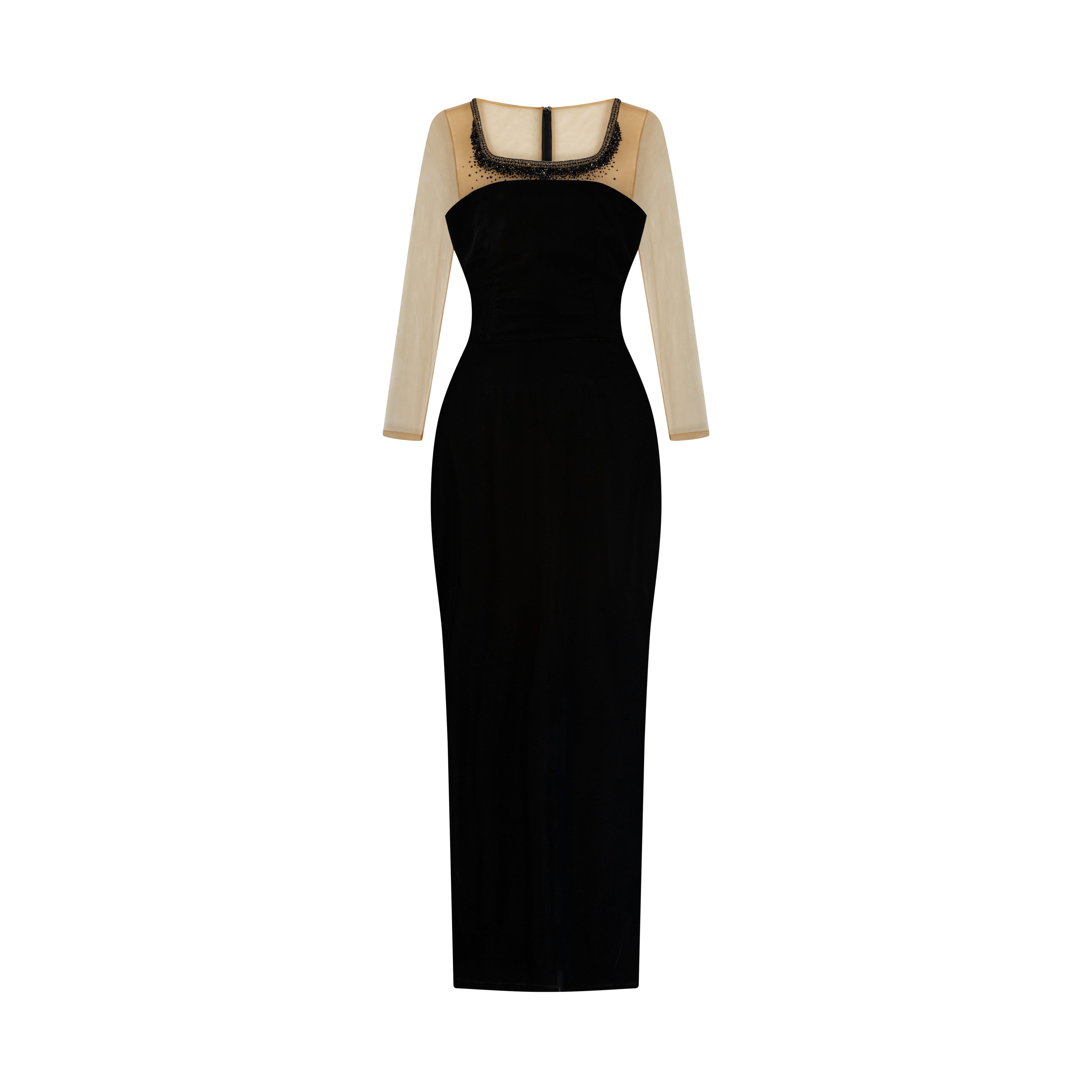 Hour-glass illusion Embellished Sleeved bodycon