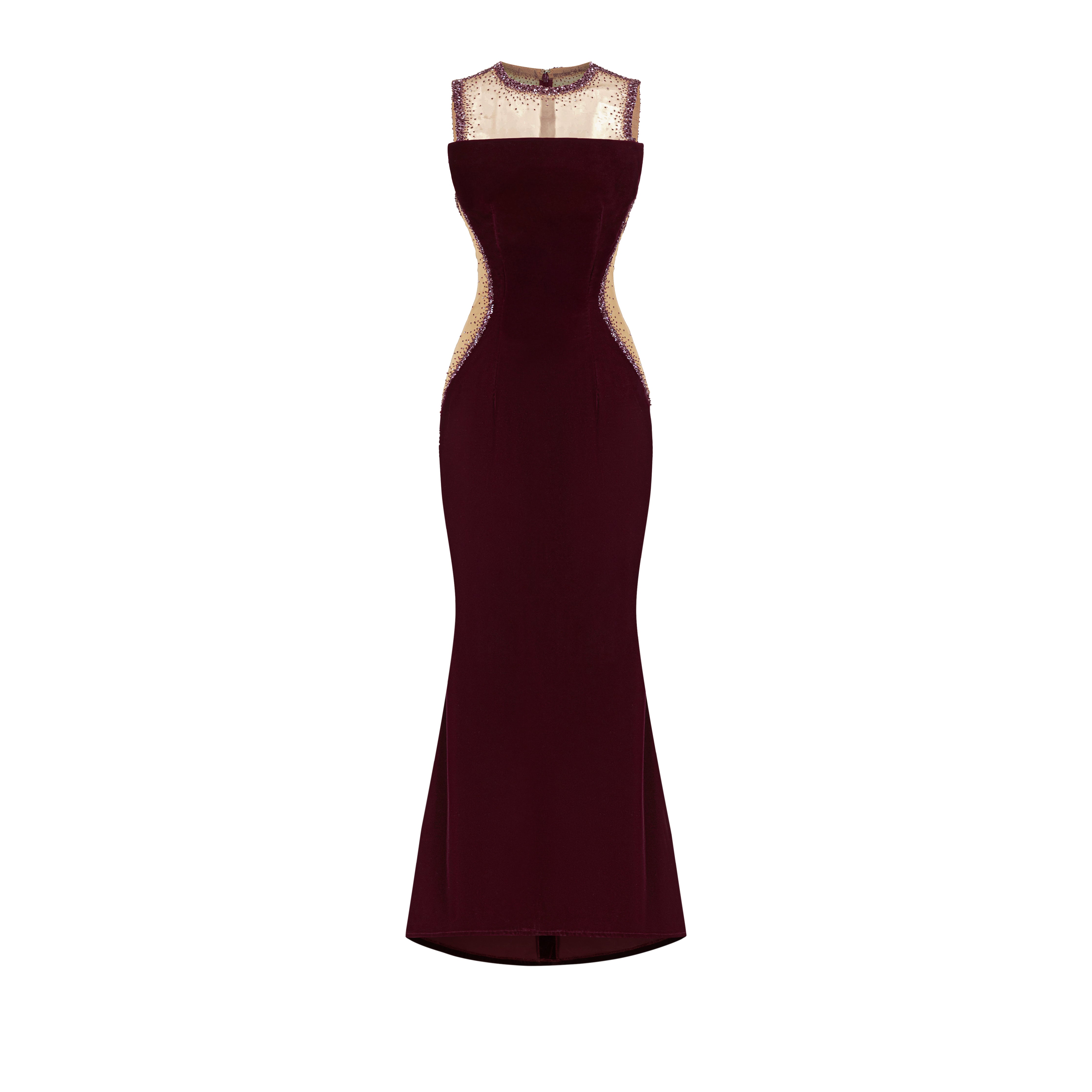 Hour-glass illusion Embellished Sleeveless Gown