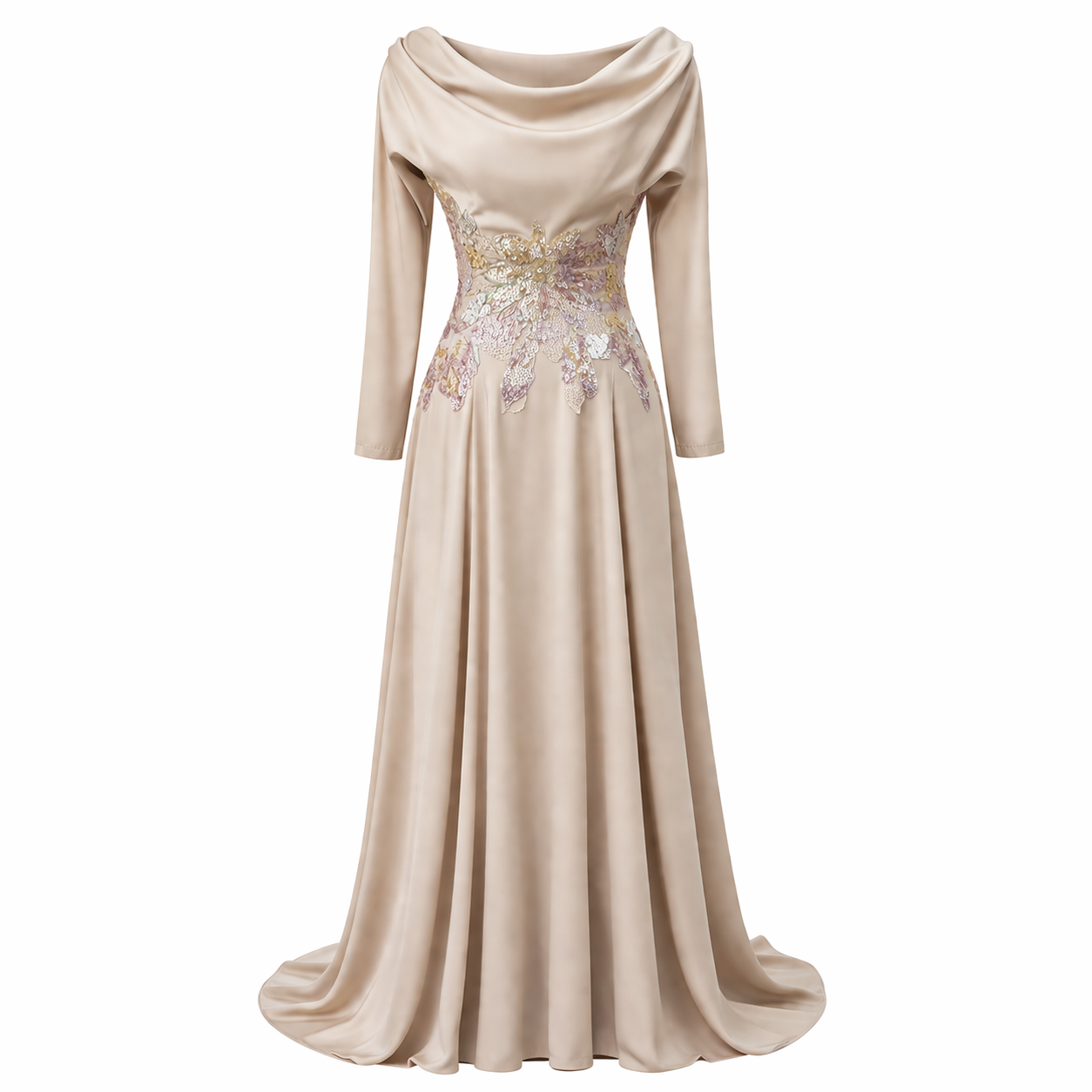 Floral Embroidered Sleeved Dress