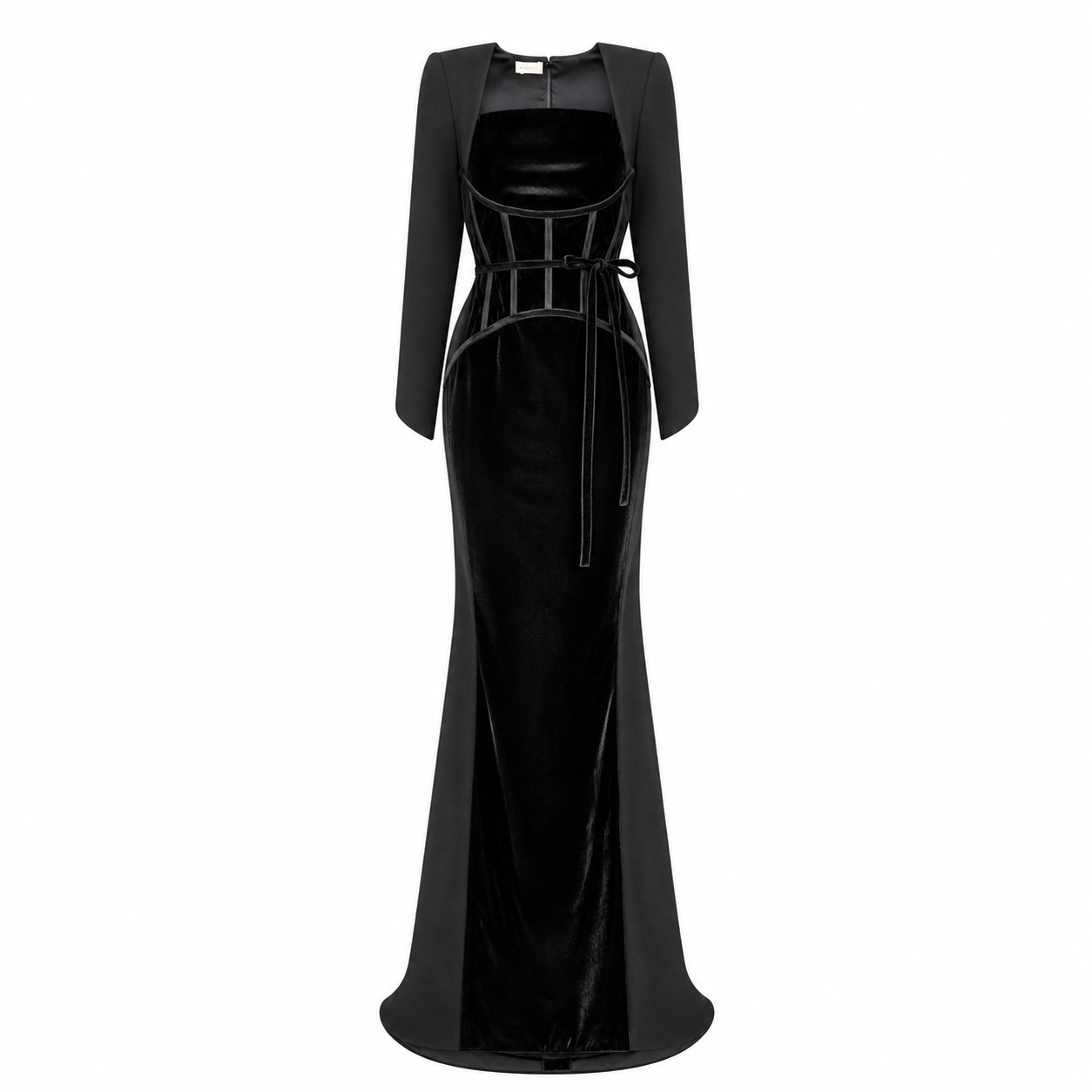 The Blackout Flared Long Sleeve Gown with Corset