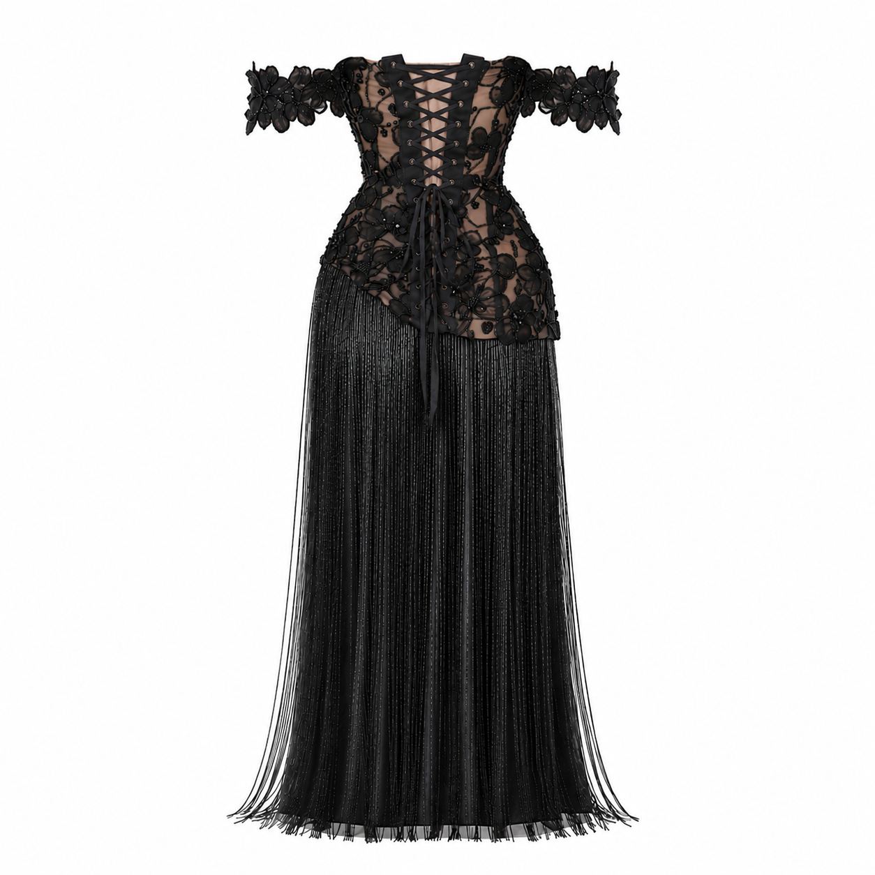 Floral Tassel Couture Gown
