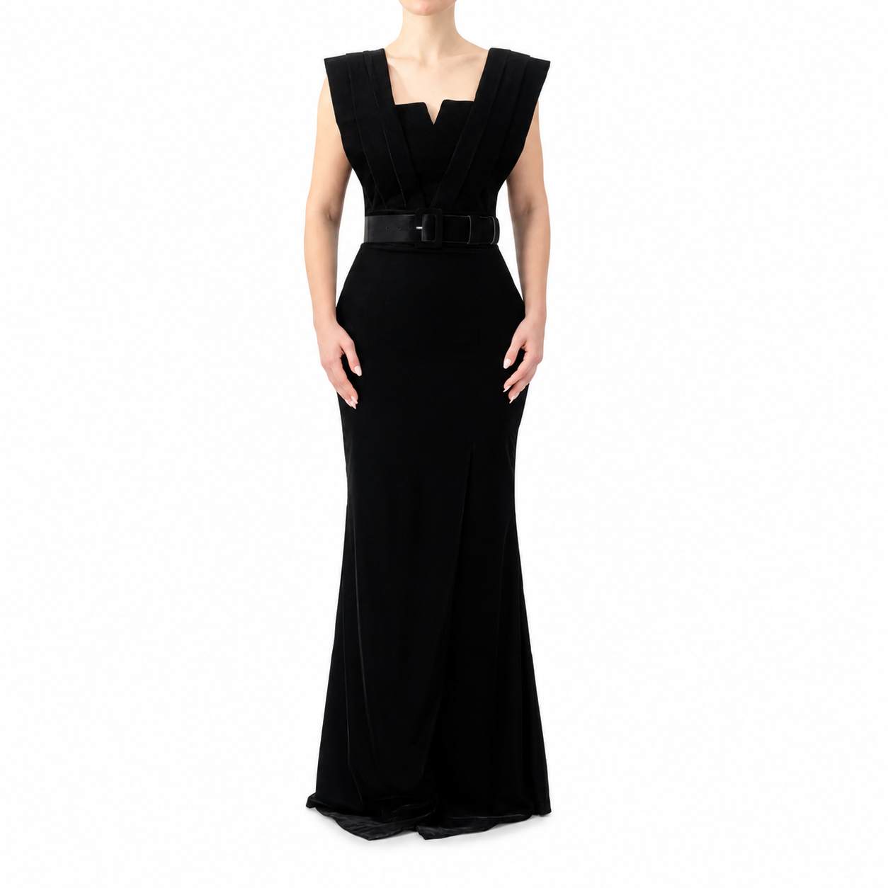 Dramatic Shoulder Velvet Dress