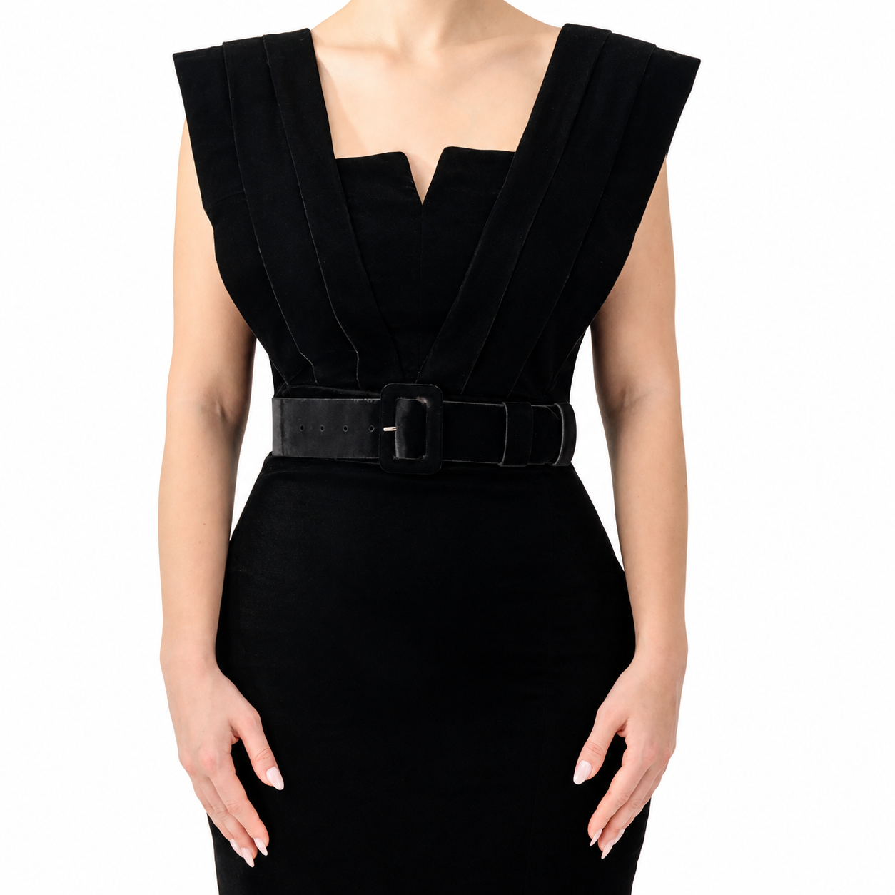 Dramatic Shoulder Velvet Dress