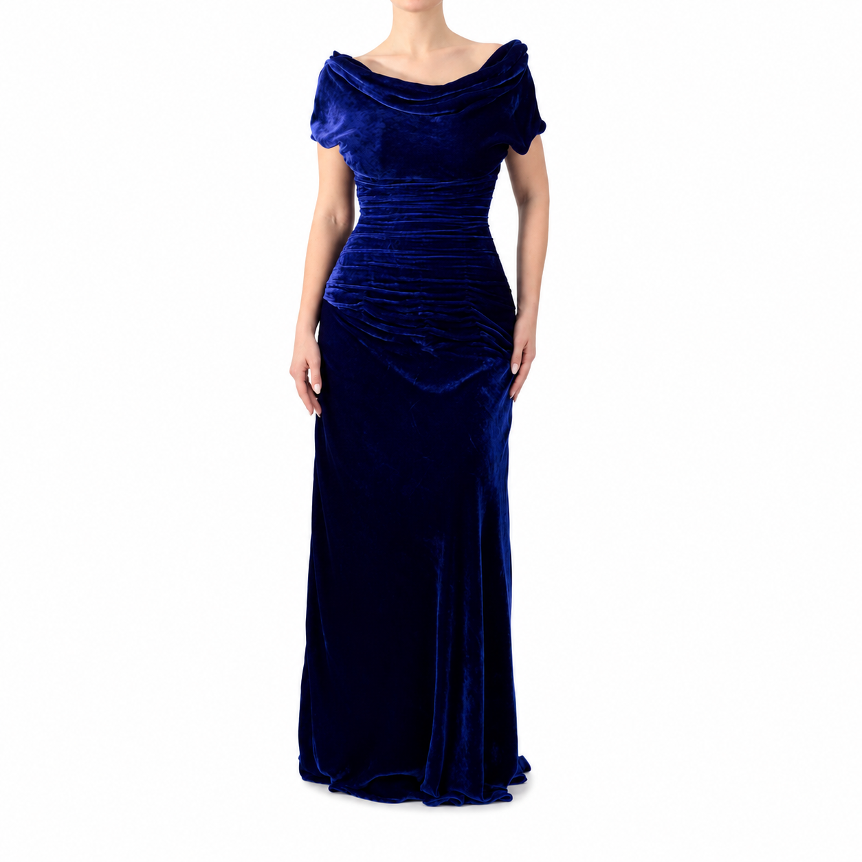 Ruched Off-Shoulder Maxi Dress