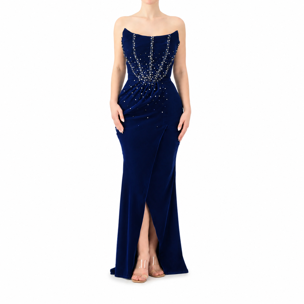 Velvet Corset Strapless  Gown