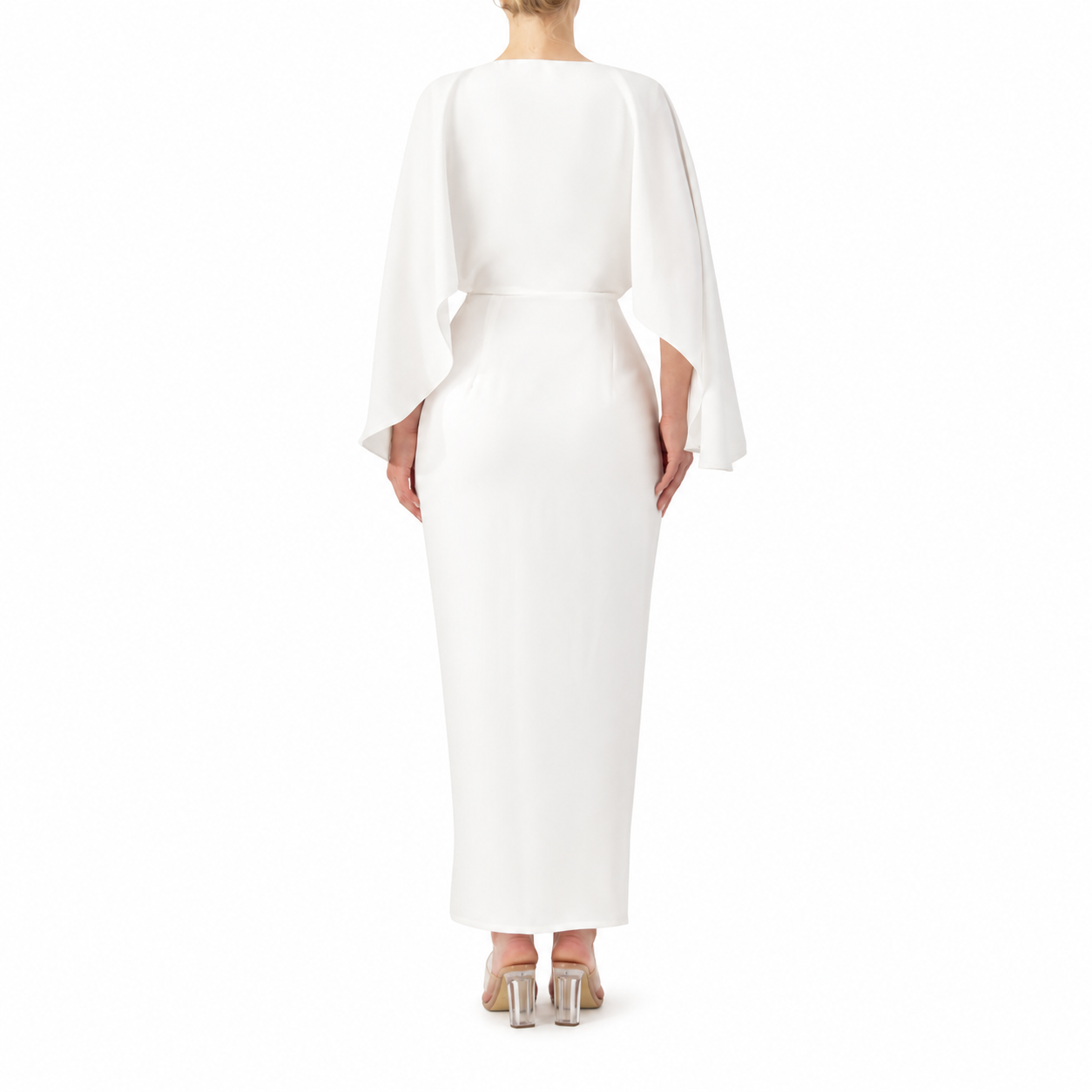 Cape-sleeved Wrap Dress